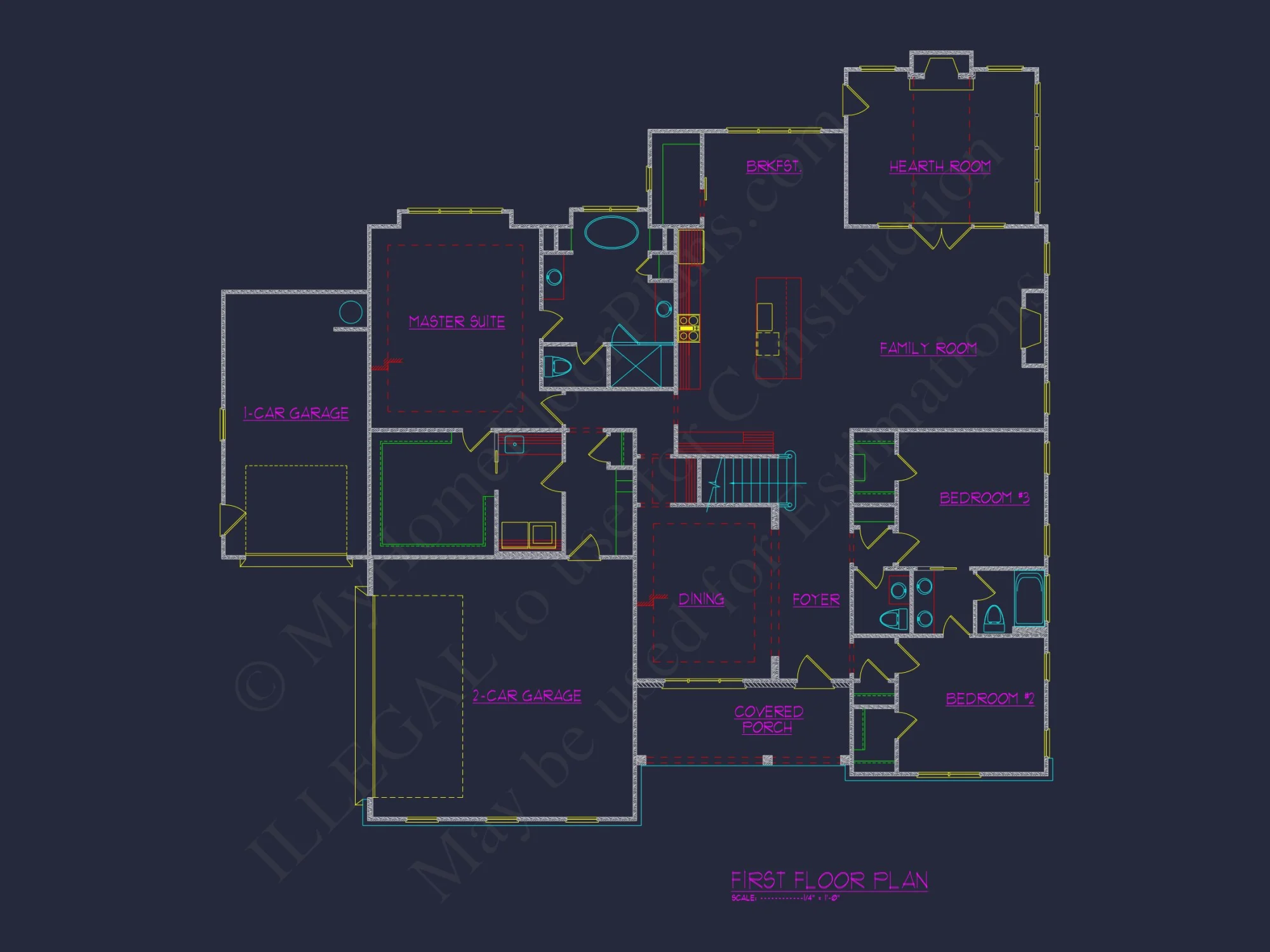 Charming Craftsman house Floor Plan: 5 Beds, 5 Baths, CAD
