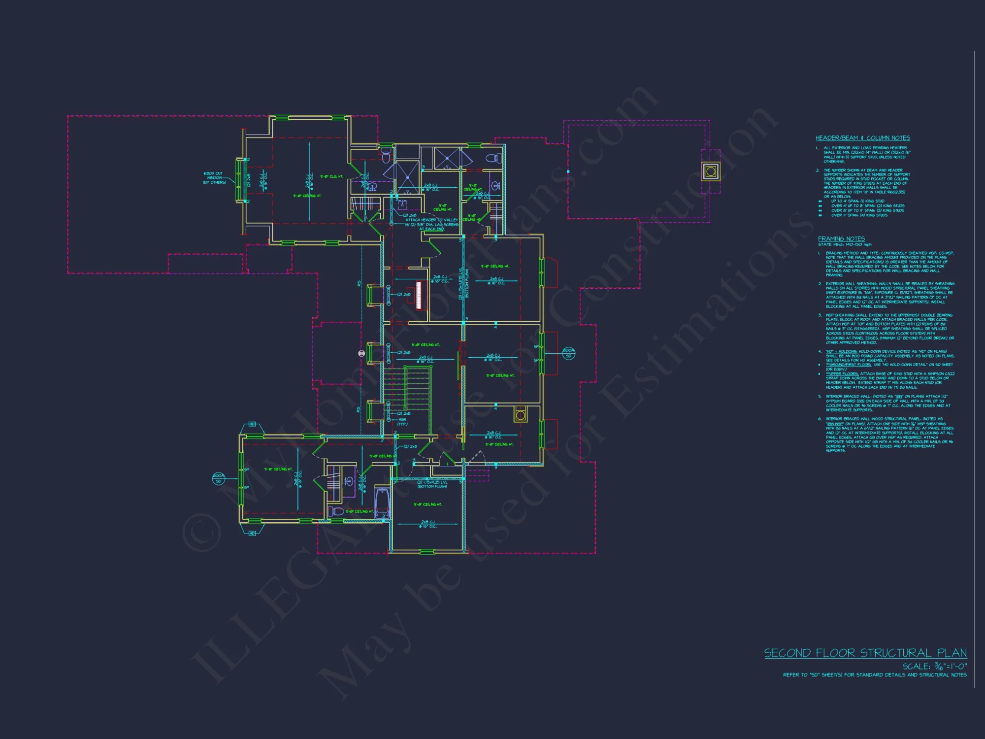 Custom house Plan with 2-story CAD Blueprint and Designs