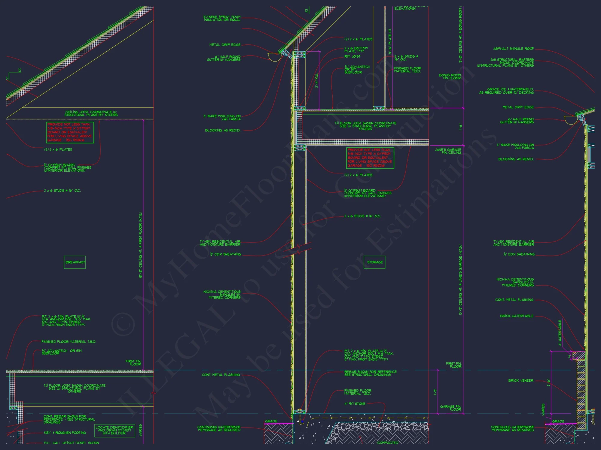Custom house Plan with 2-story CAD Blueprint and Designs