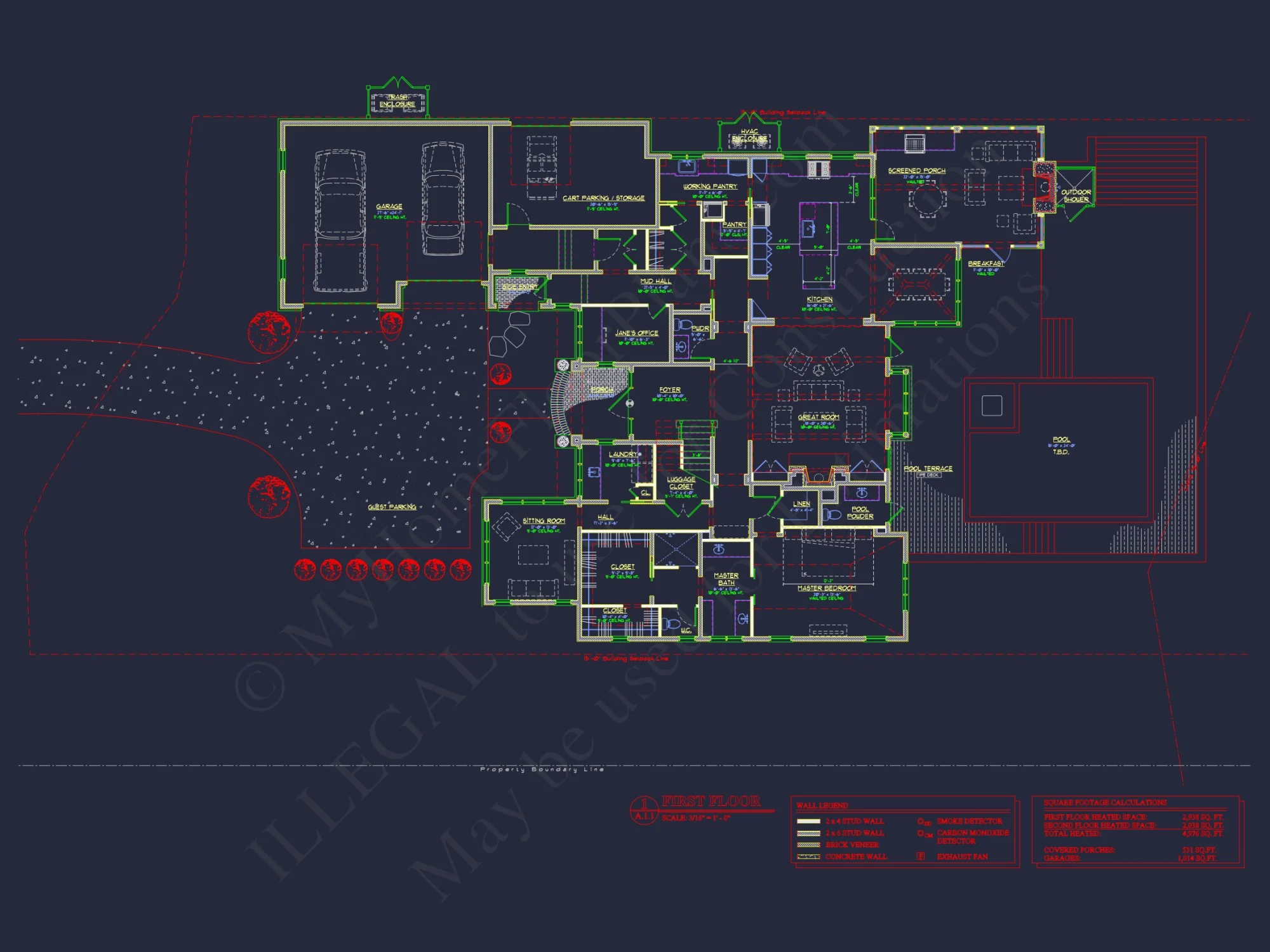 Custom house Plan with 2-story CAD Blueprint and Designs