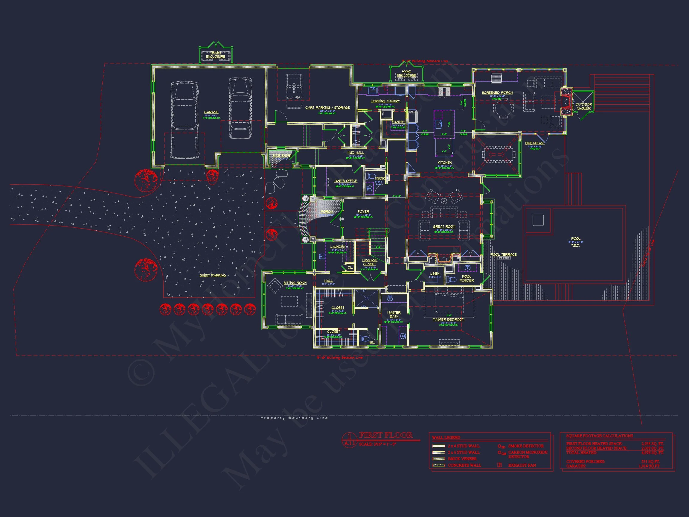Custom house Plan with 2-story CAD Blueprint and Designs