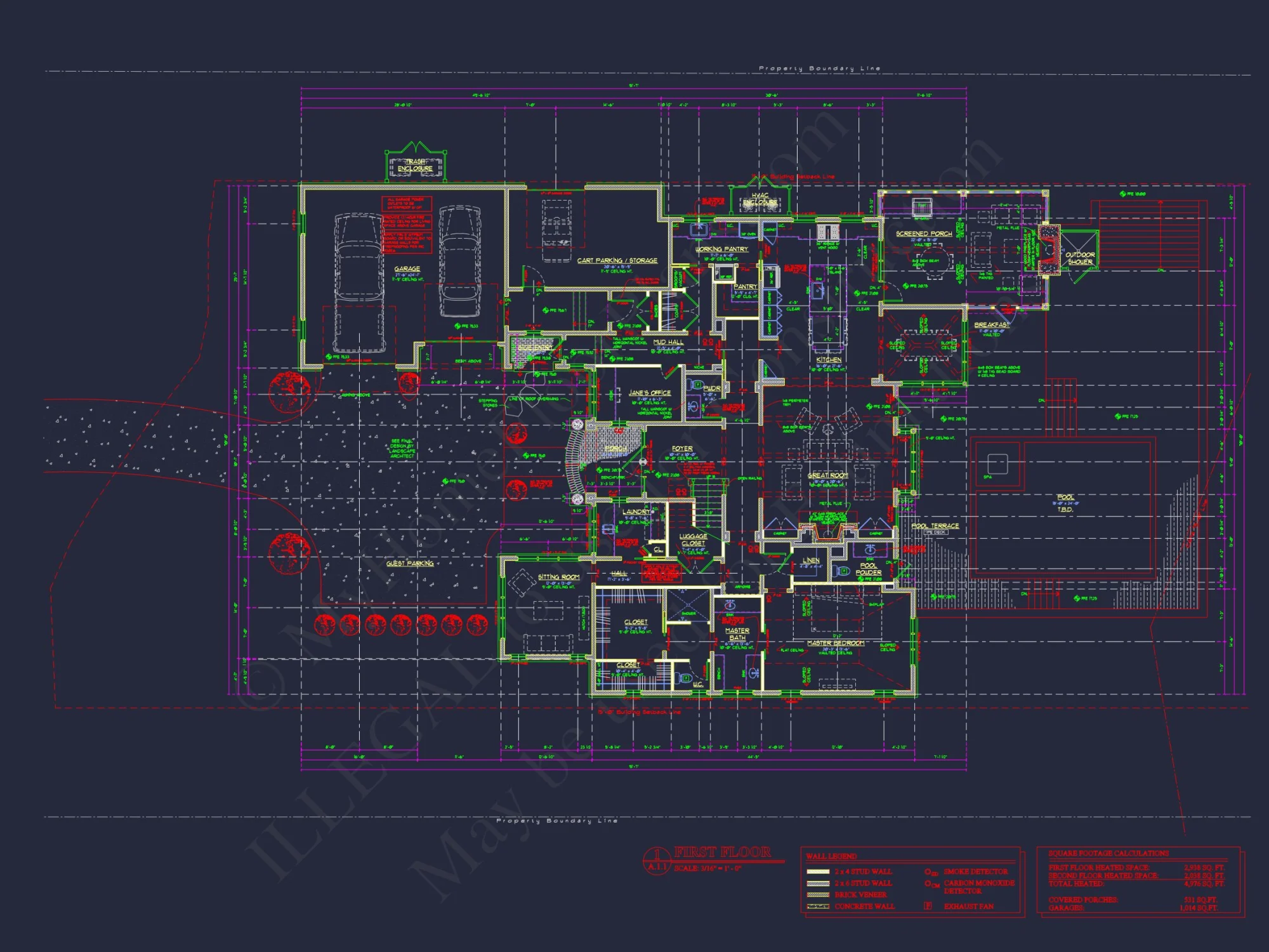 Custom house Plan with 2-story CAD Blueprint and Designs