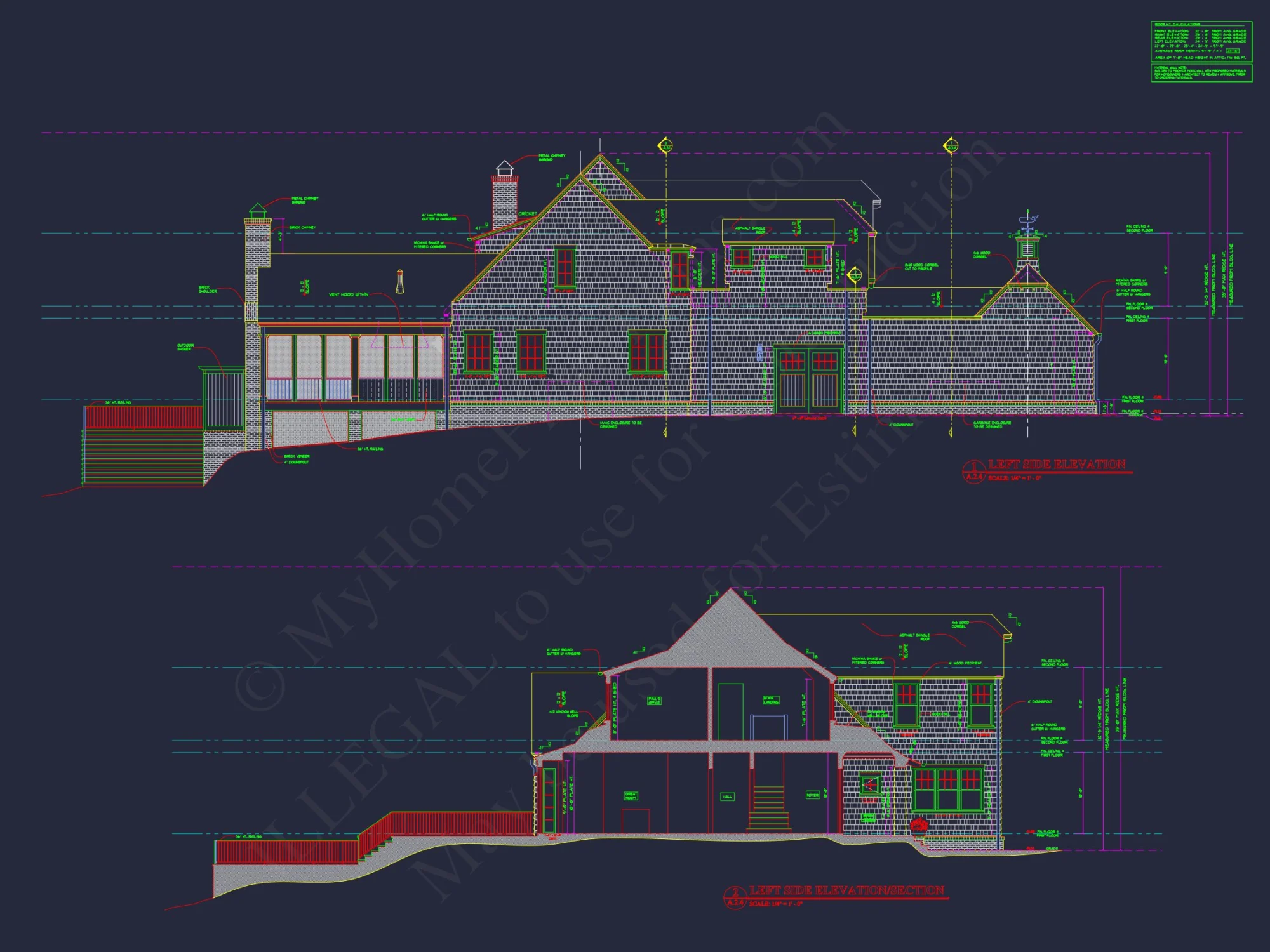 Custom house Plan with 2-story CAD Blueprint and Designs