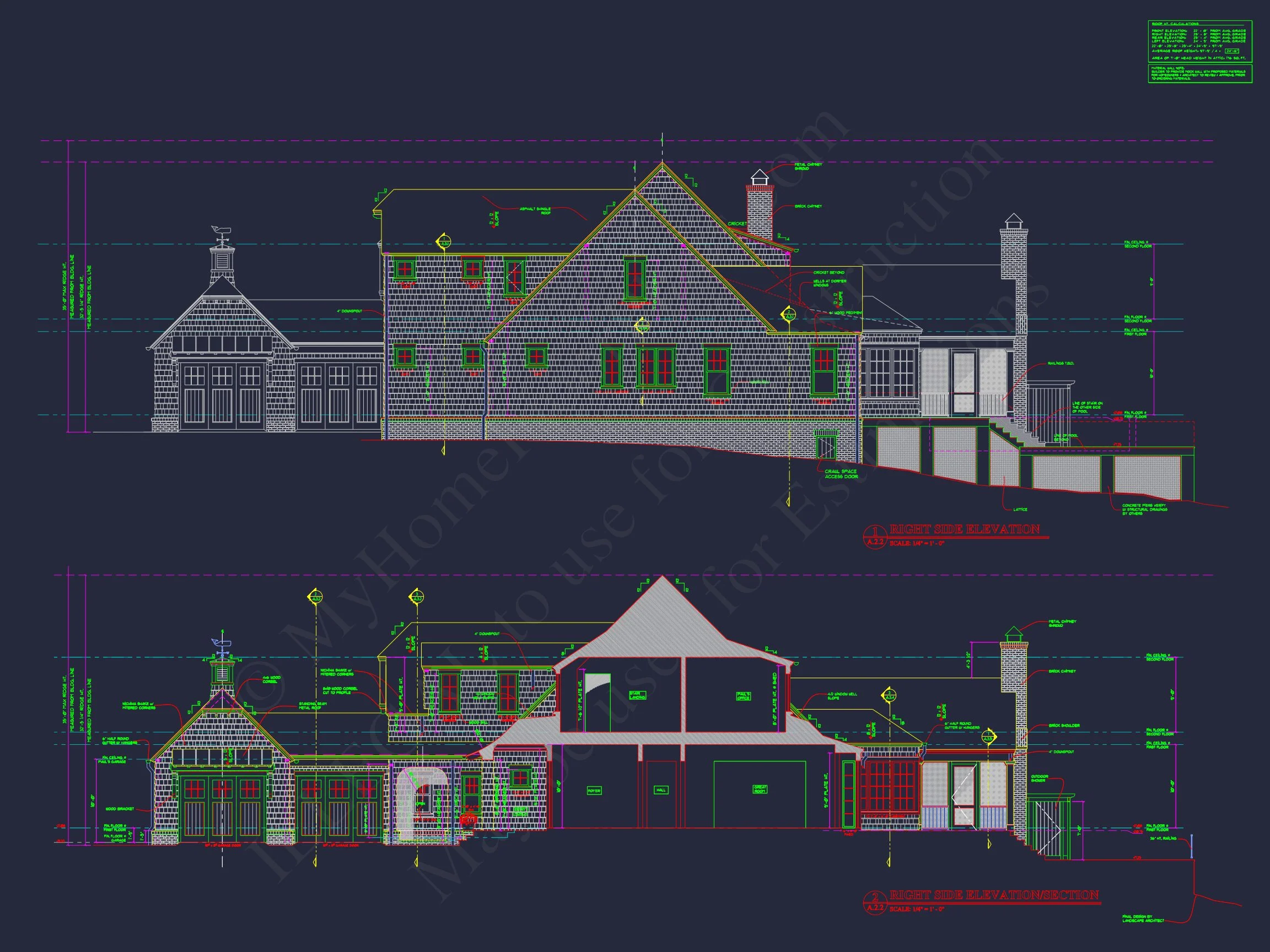 Custom house Plan with 2-story CAD Blueprint and Designs