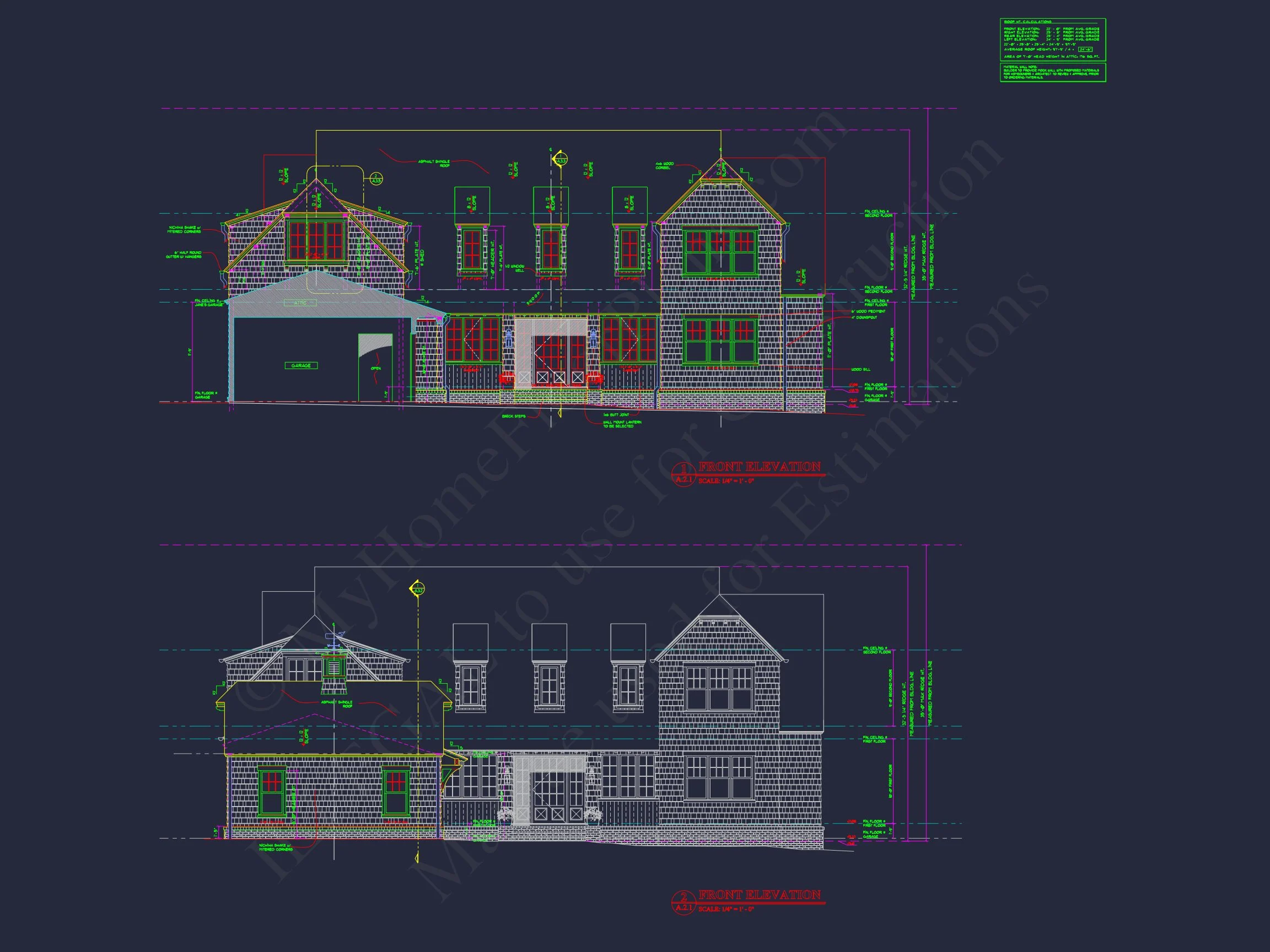 Custom house Plan with 2-story CAD Blueprint and Designs