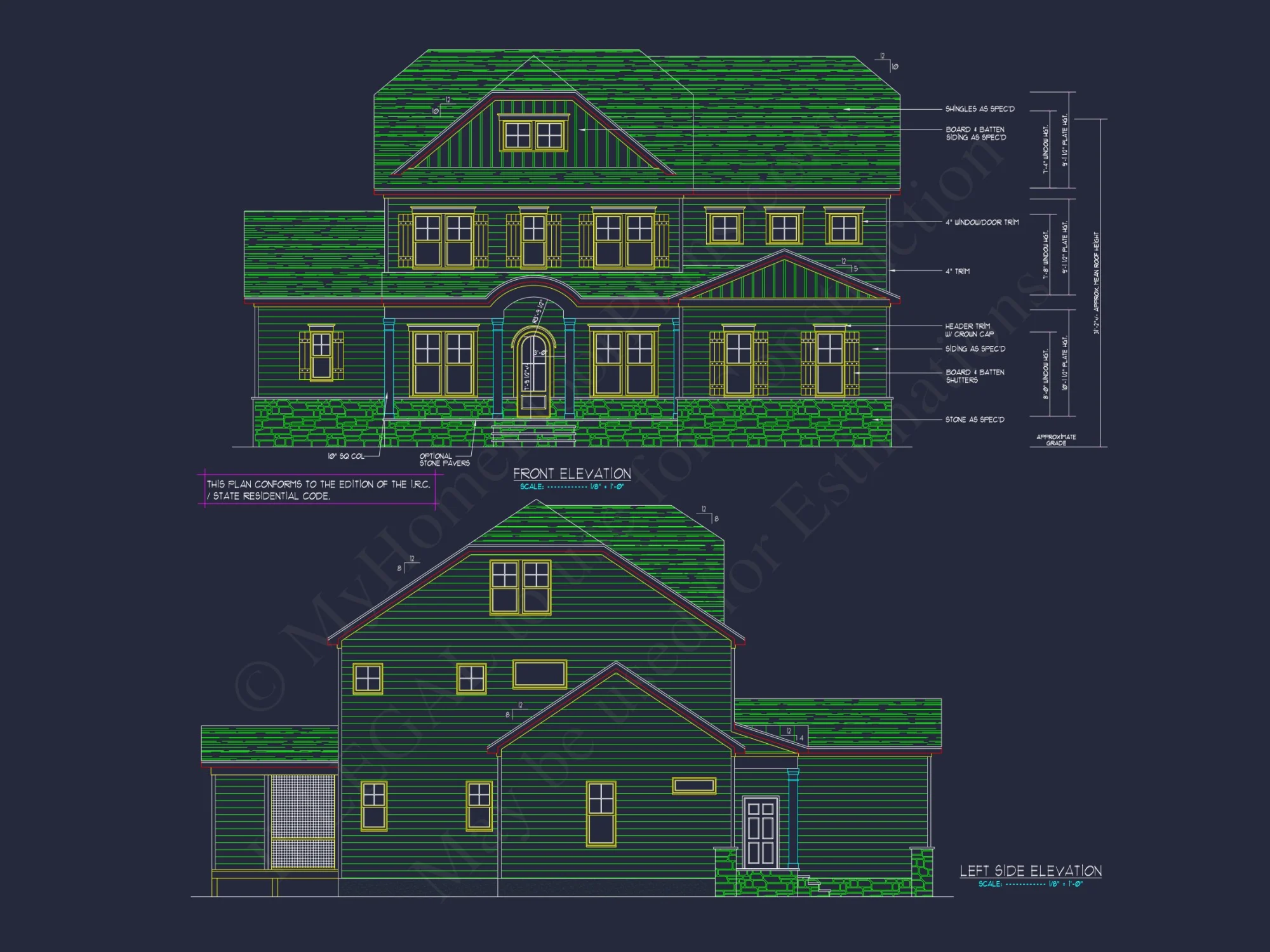 Elegant house Plan with Detailed Blueprint & Modern Architecture
