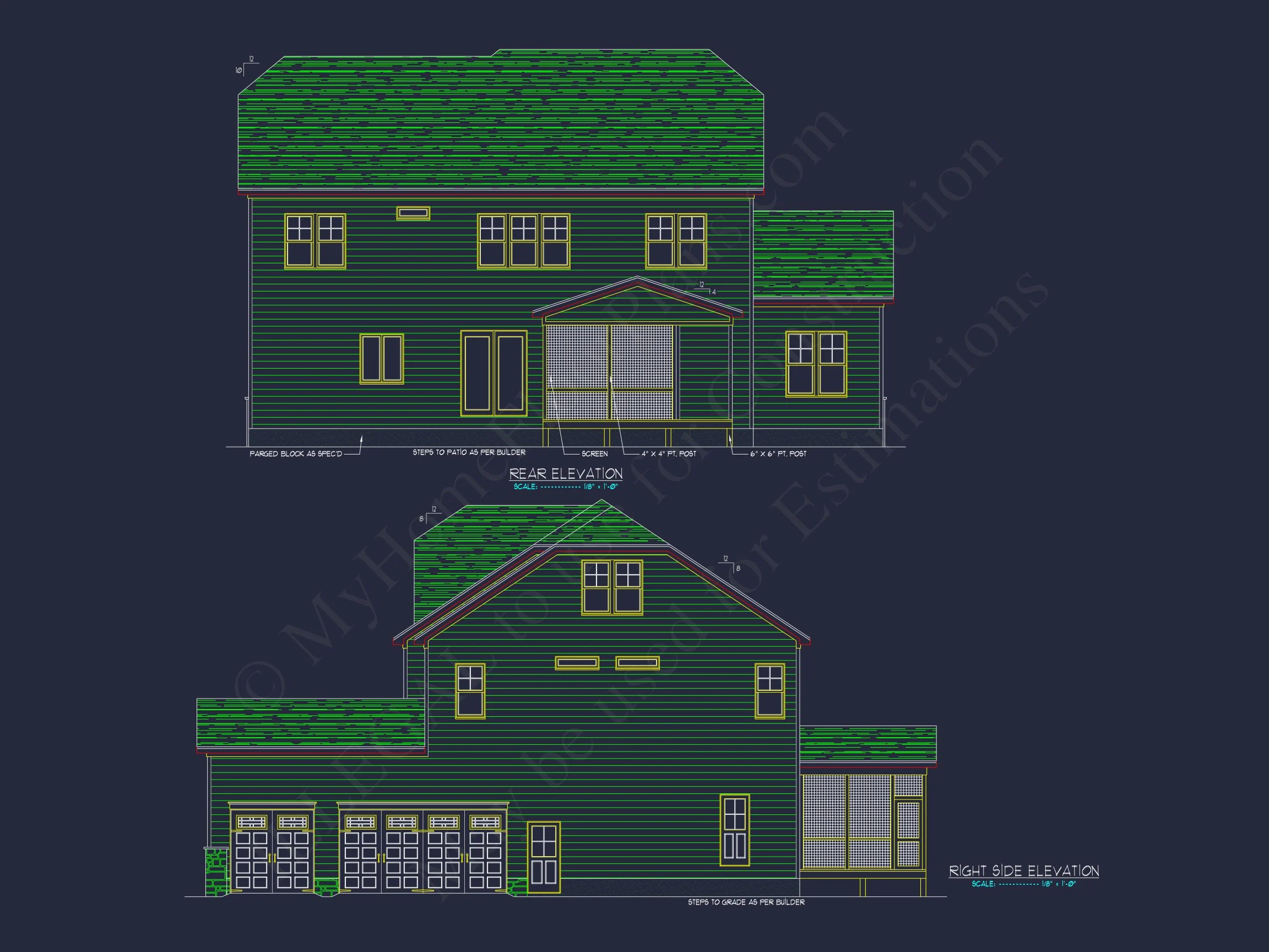Elegant house Plan with Detailed Blueprint & Modern Architecture