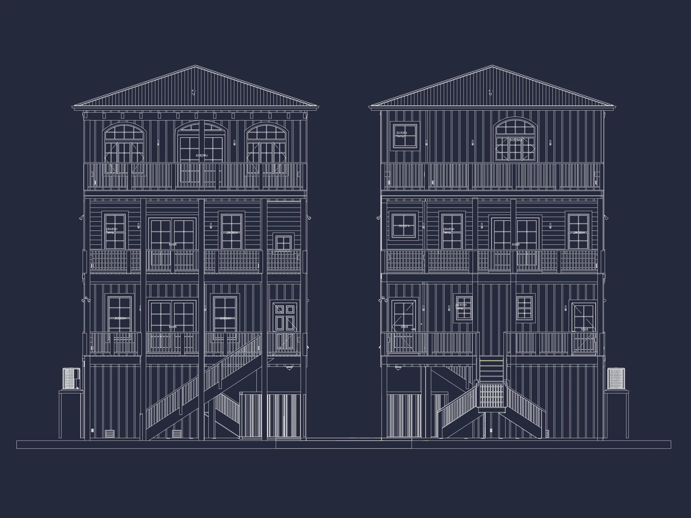 19-1073 HOUSE PLAN - 3-Story House Plan with CAD Designs & Vaulted Ceilings 30 3-Story house Plan with CAD Designs & Vaulted Ceilings