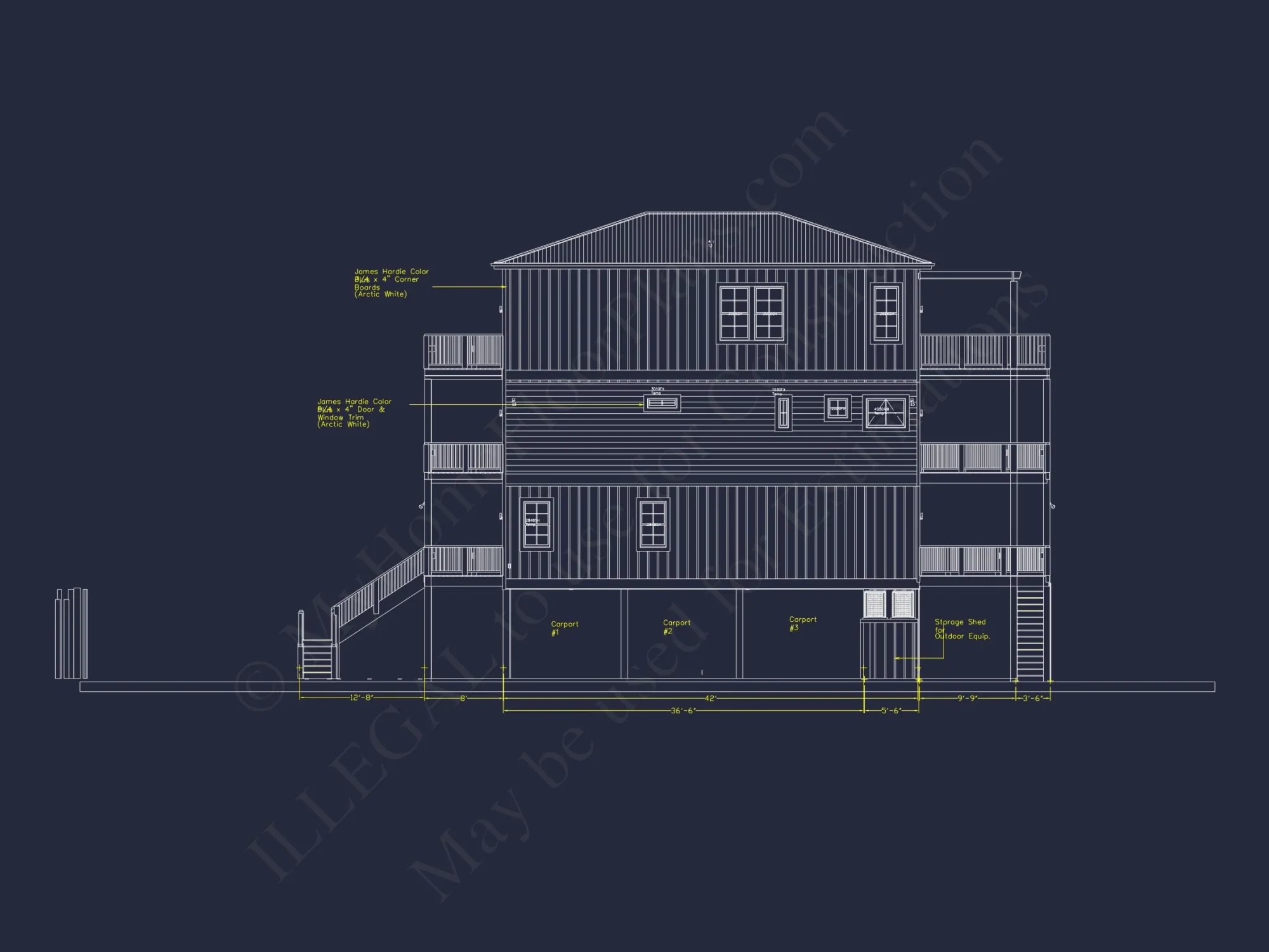 3-Story house Plan with CAD Designs & Vaulted Ceilings
