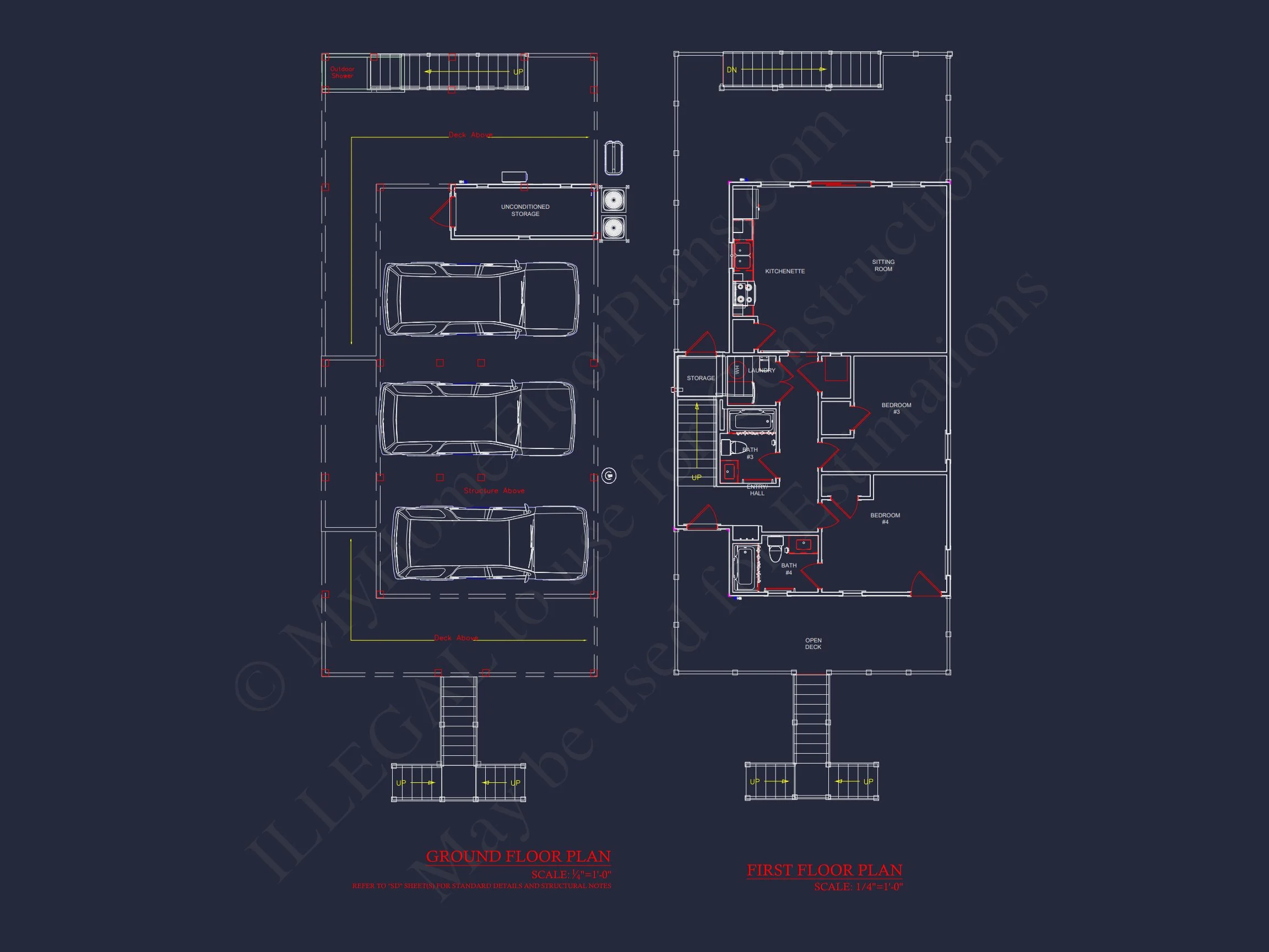 19-1073 HOUSE PLAN - 3-Story House Plan with CAD Designs & Vaulted Ceilings 5 3-Story house Plan with CAD Designs & Vaulted Ceilings