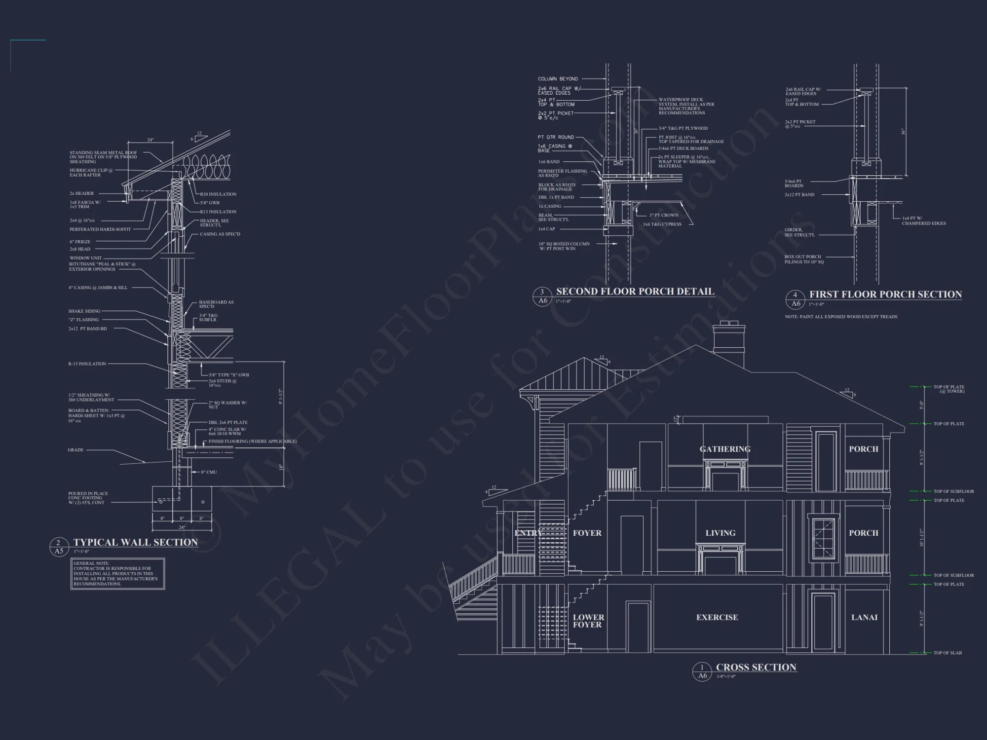 Spacious house Floor Plan: 2-Story Architectural Design with CAD Blueprint