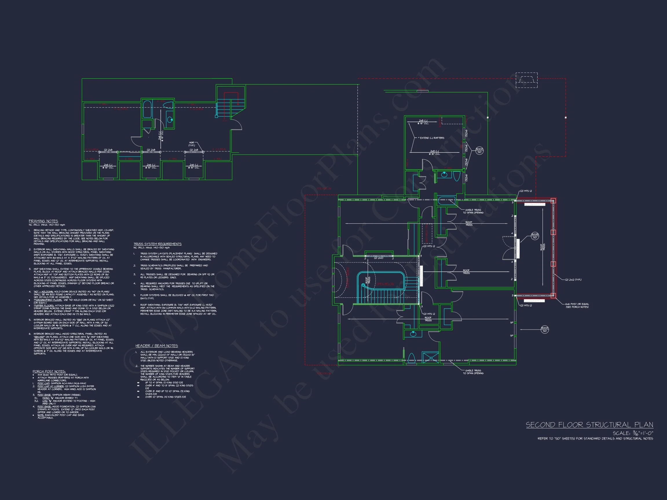 Traditional house Plan with 2 Floors and CAD Designs Blueprint