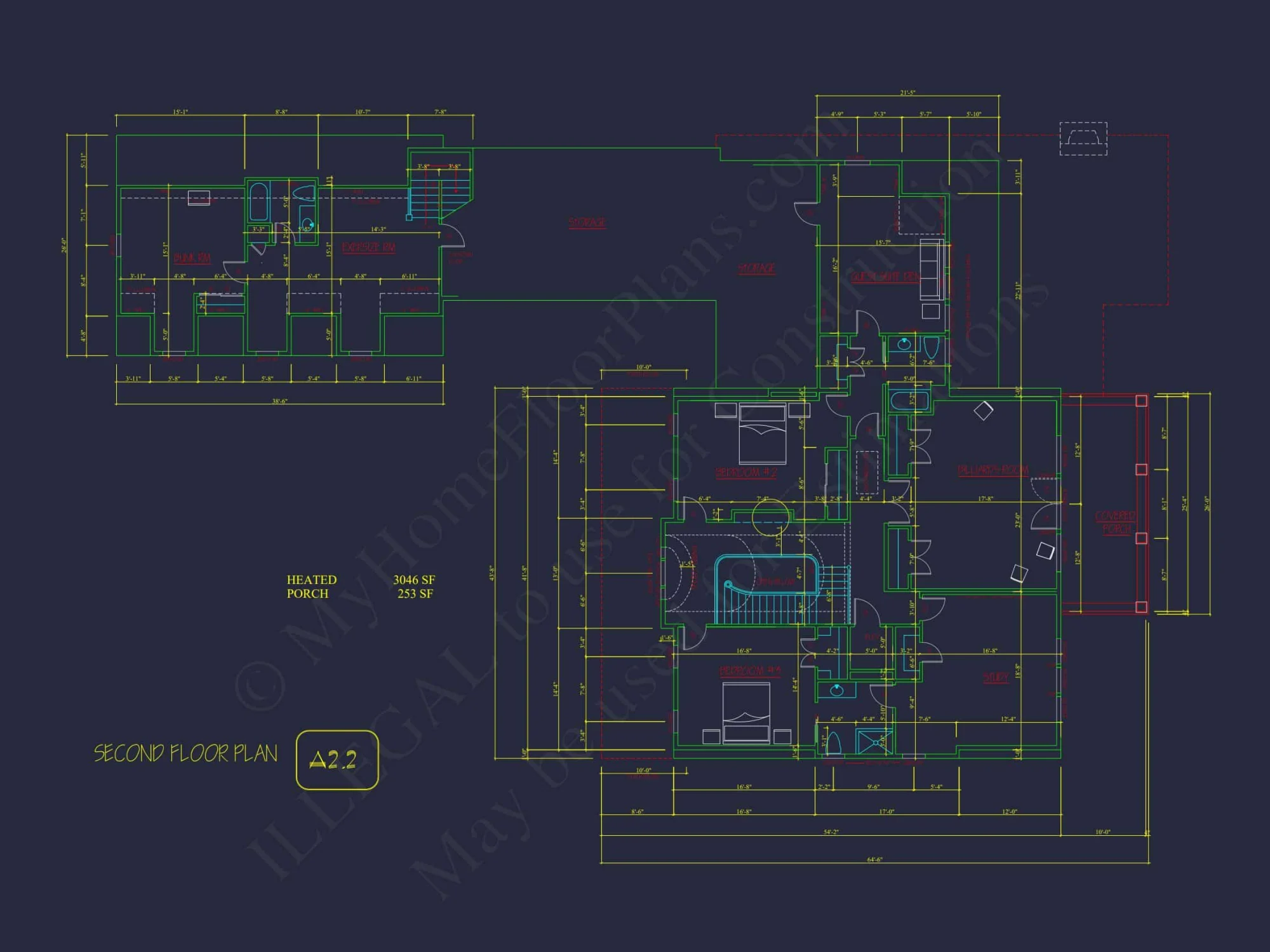 Traditional house Plan with 2 Floors and CAD Designs Blueprint