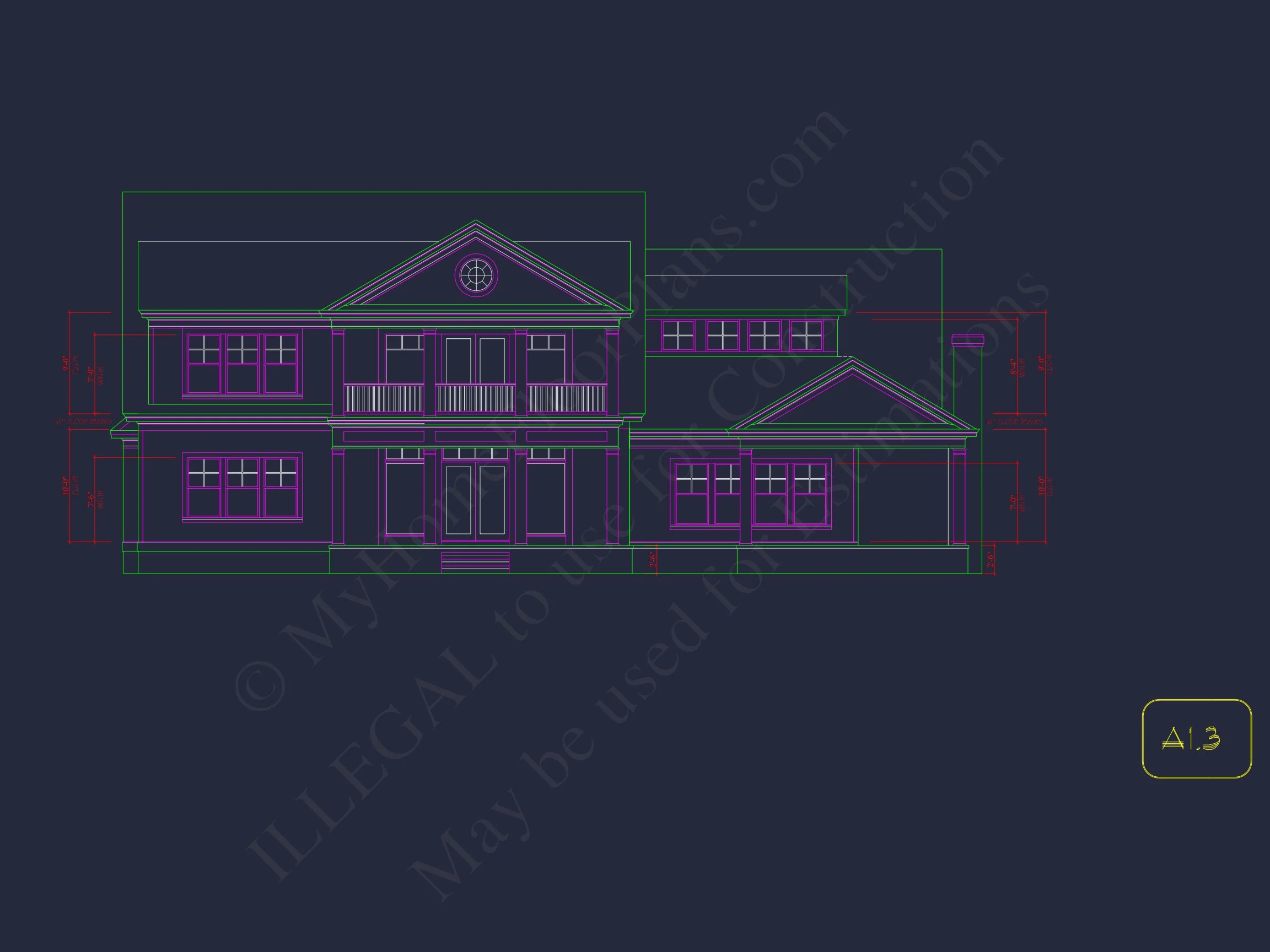 Traditional house Plan with 2 Floors and CAD Designs Blueprint