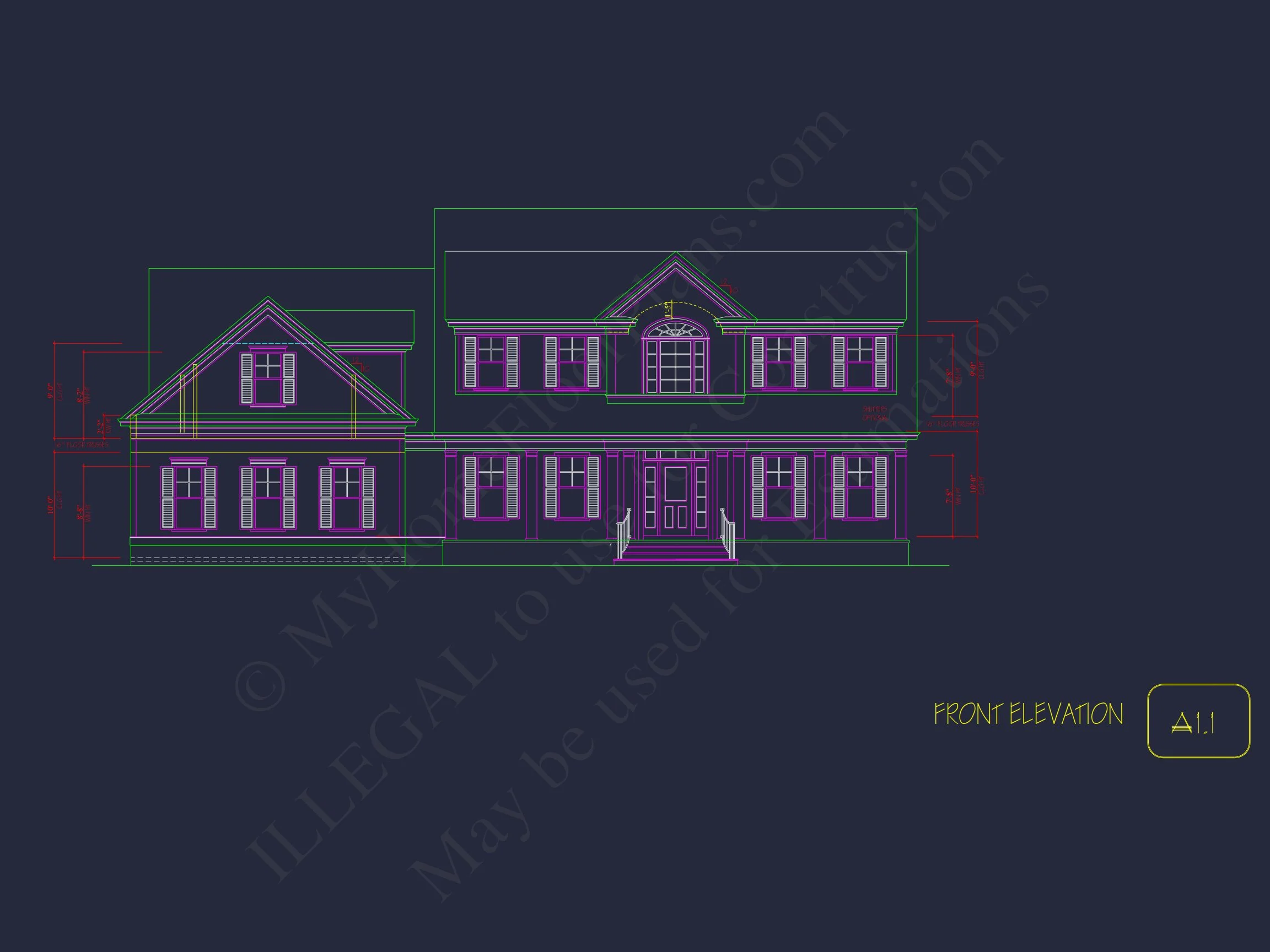 Traditional house Plan with 2 Floors and CAD Designs Blueprint