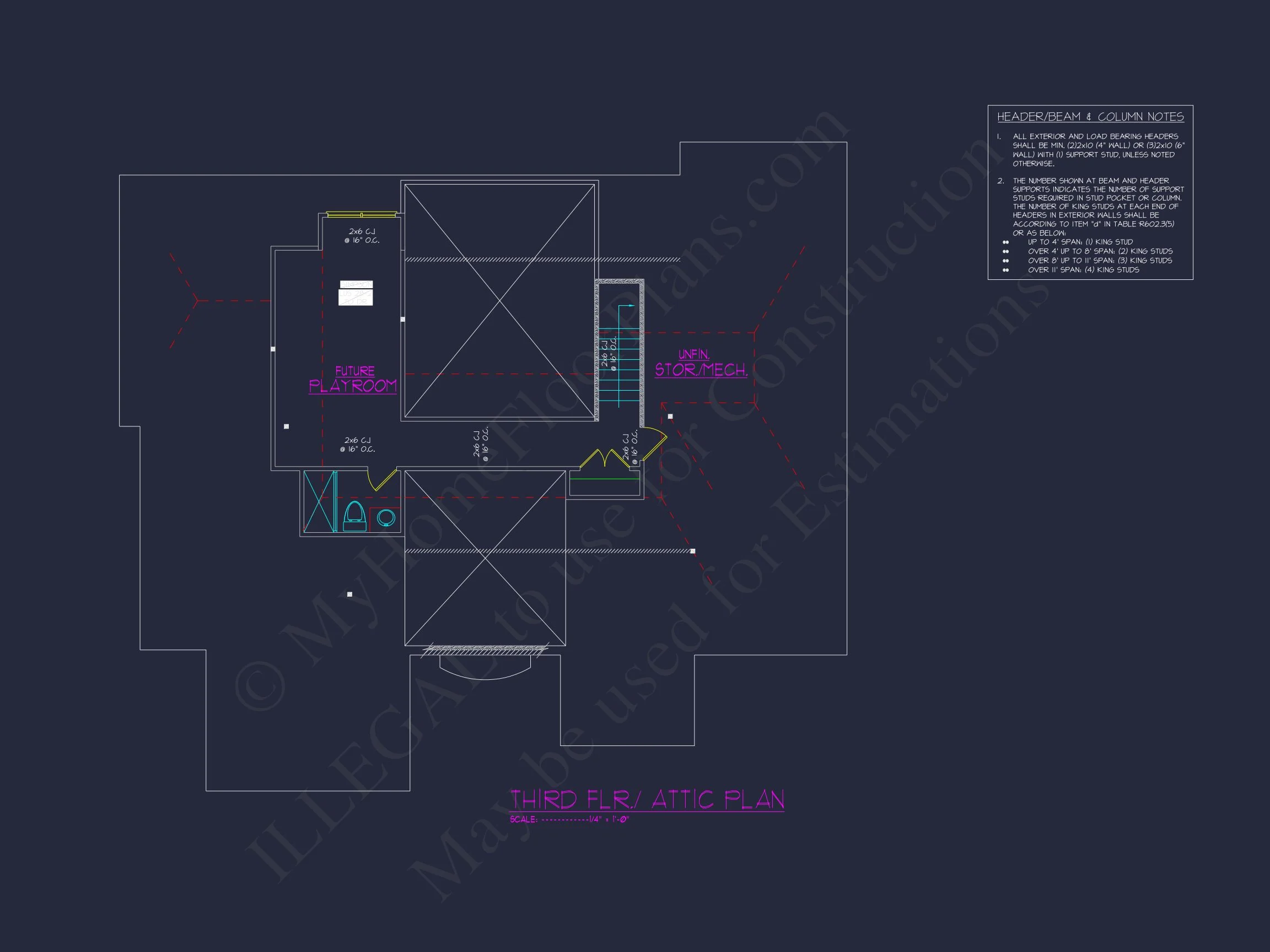 Elegant 3-Story house Floor Plan with Complete CAD Designs