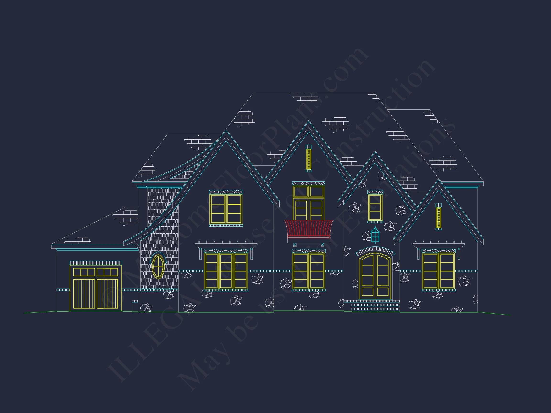 Elegant 3-Story house Floor Plan with Complete CAD Designs