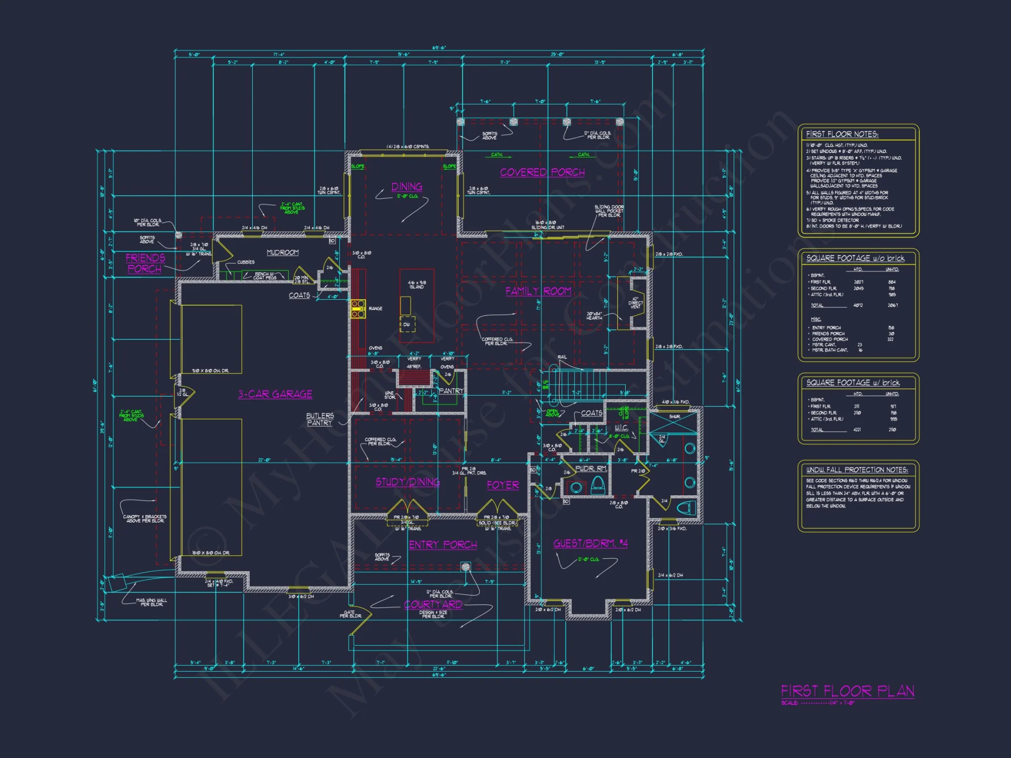 Spacious house Plan with 4 Bedrooms: Floor Plan & Designs