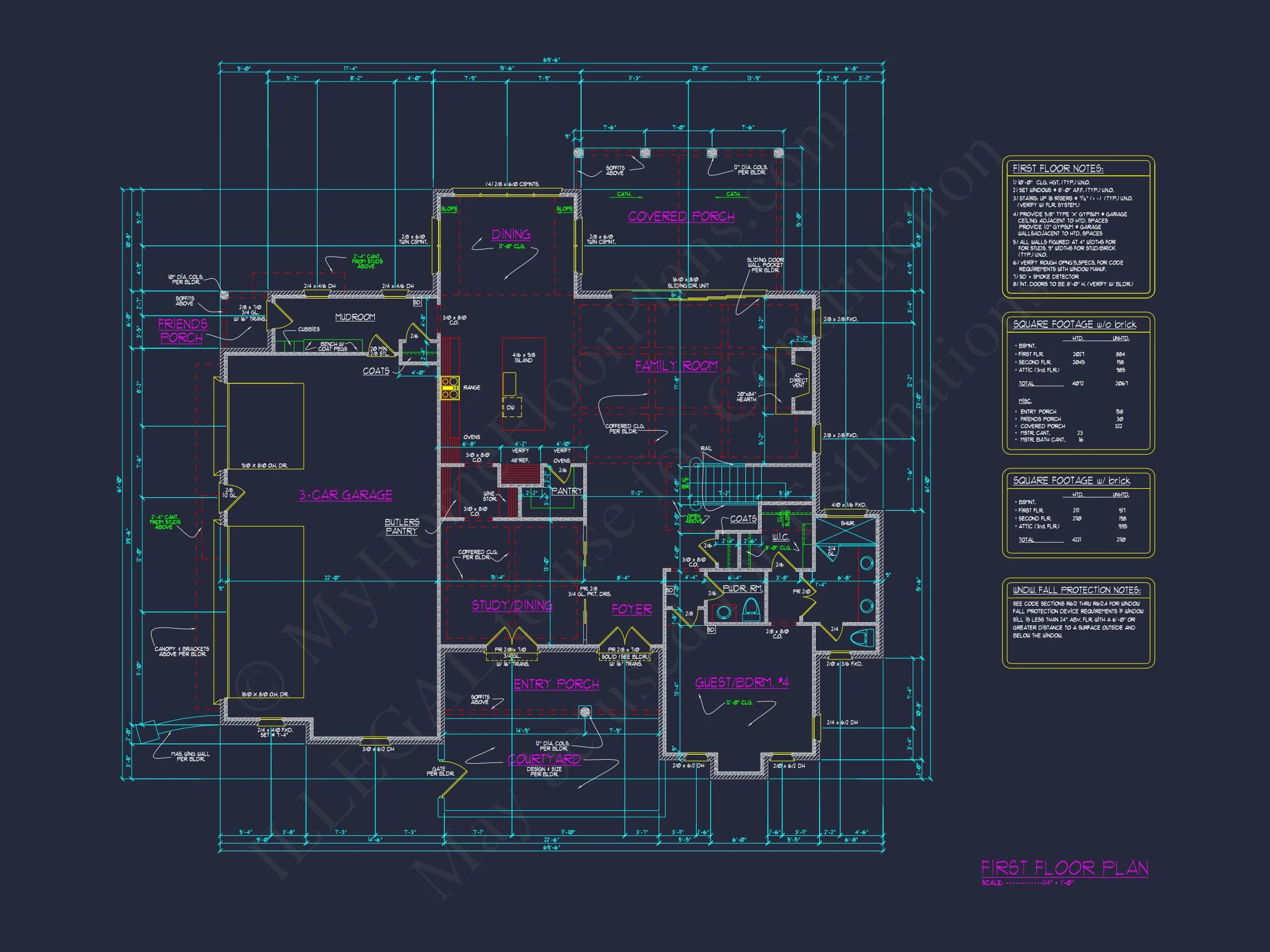 Spacious house Plan with 4 Bedrooms: Floor Plan & Designs