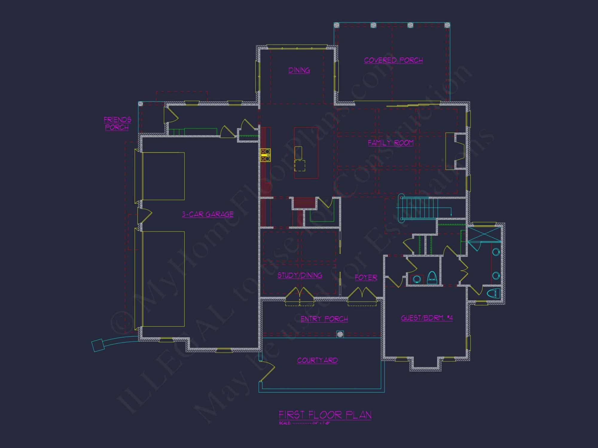 Spacious house Plan with 4 Bedrooms: Floor Plan & Designs