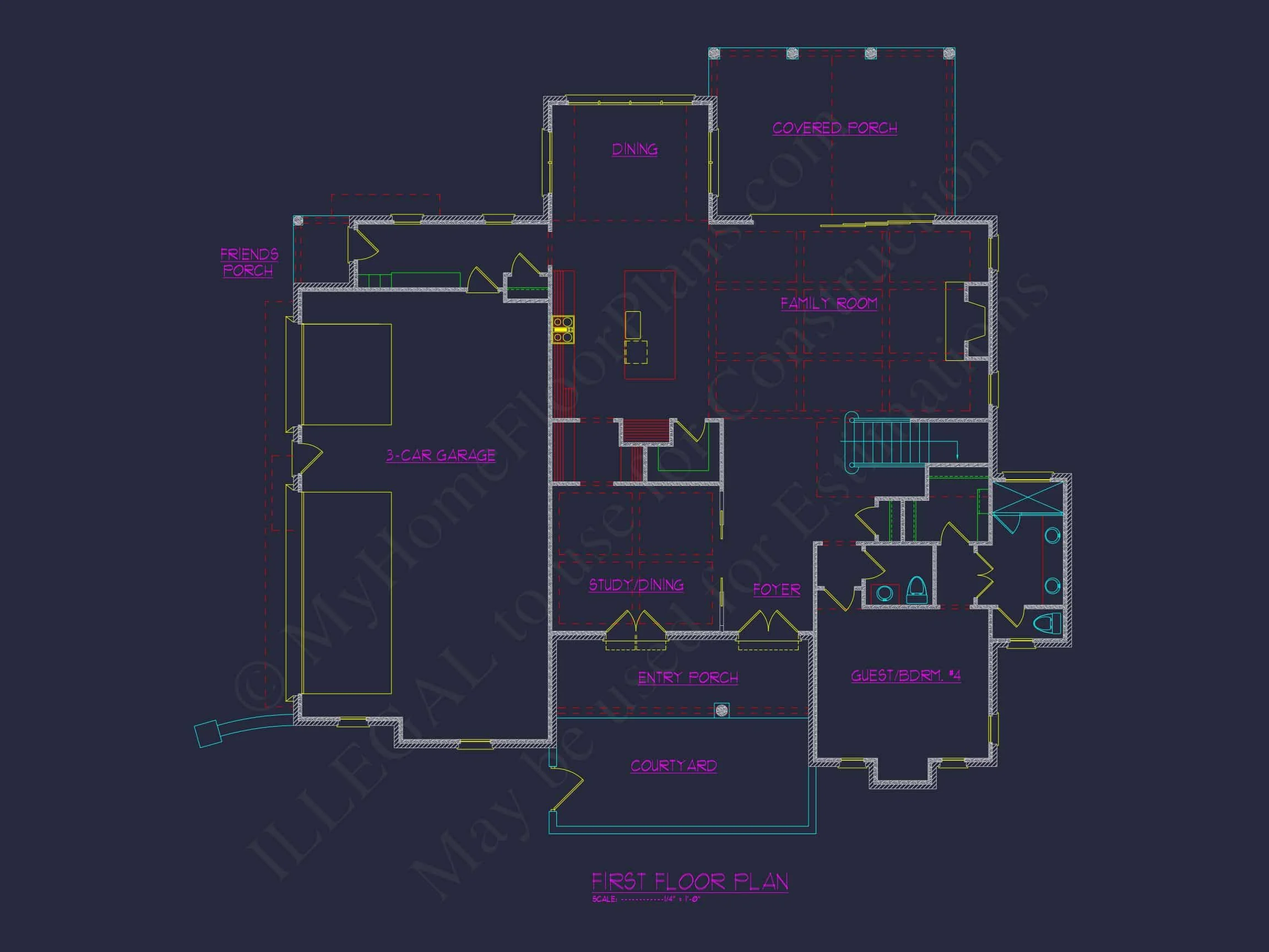 Spacious house Plan with 4 Bedrooms: Floor Plan & Designs