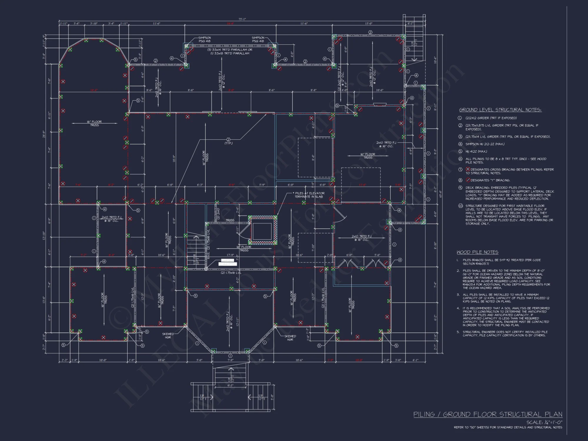 Spacious Coastal house Plan with Detailed Floor Plans & CAD Designs