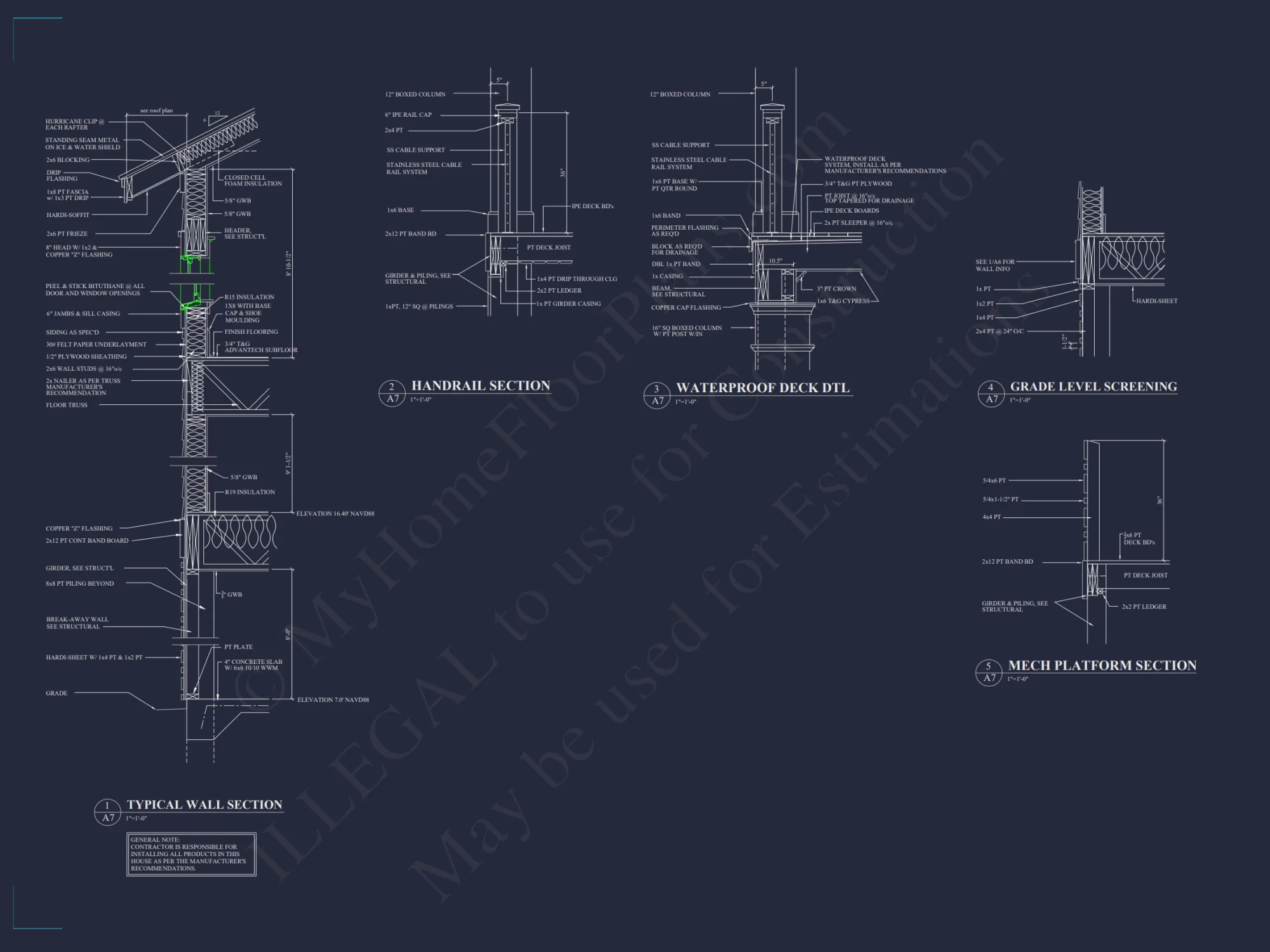 Spacious Coastal house Plan with Detailed Floor Plans & CAD Designs