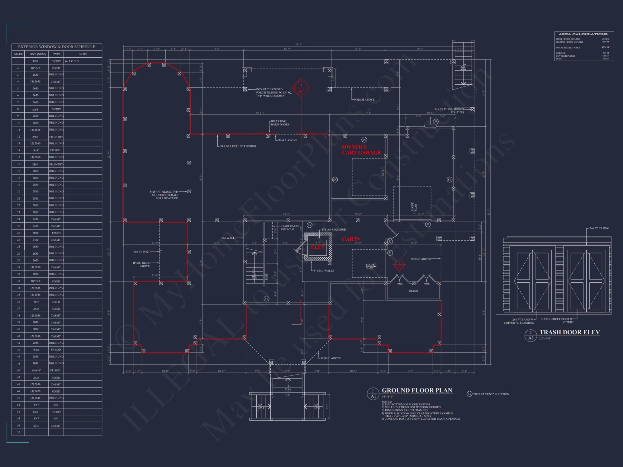 Spacious Coastal house Plan with Detailed Floor Plans & CAD Designs