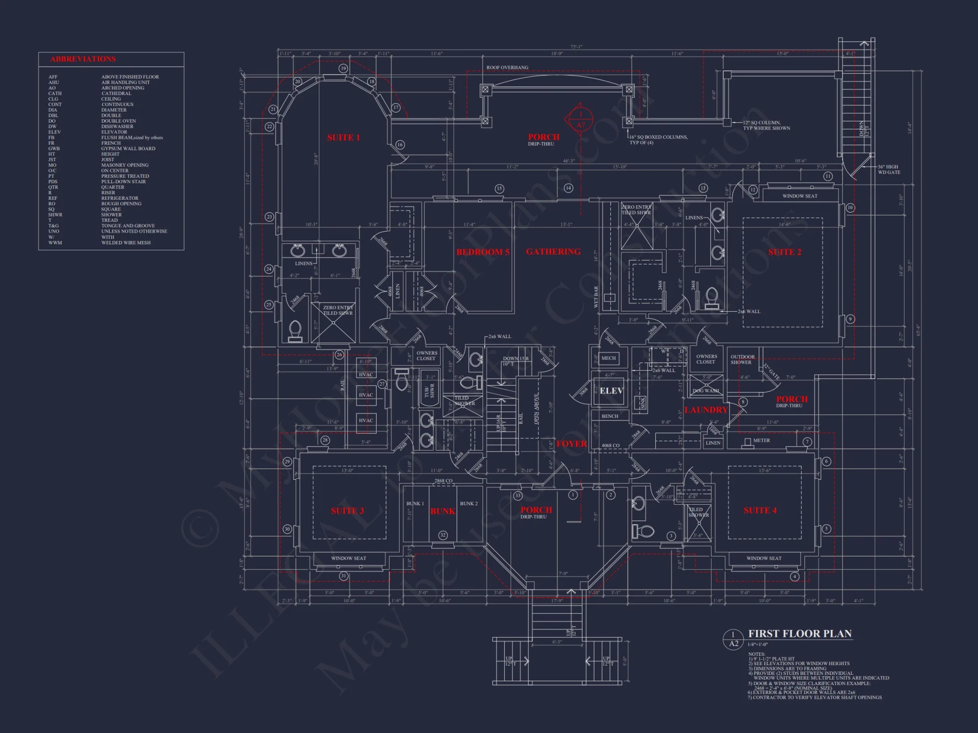Spacious Coastal house Plan with Detailed Floor Plans & CAD Designs