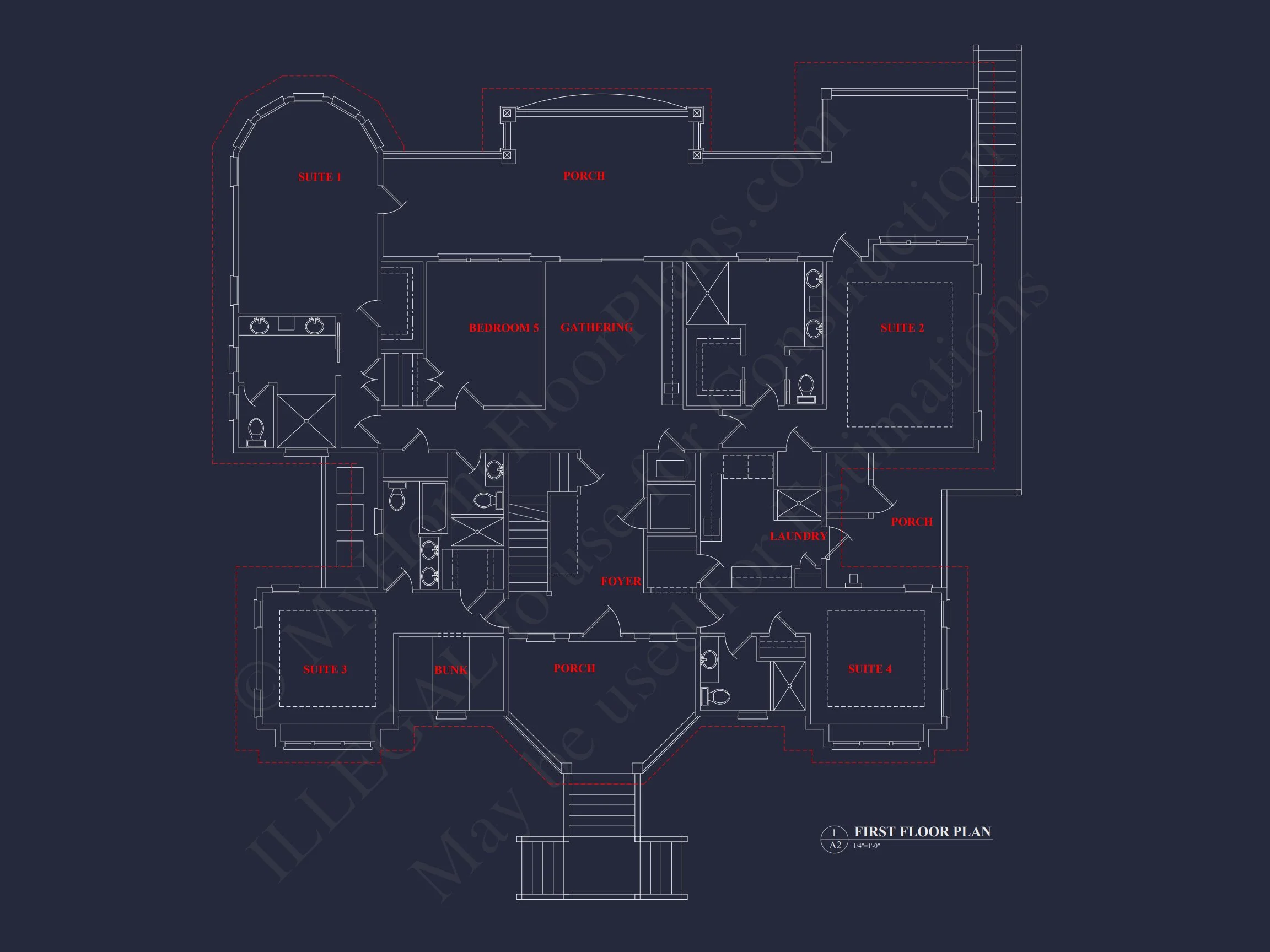 Spacious Coastal house Plan with Detailed Floor Plans & CAD Designs