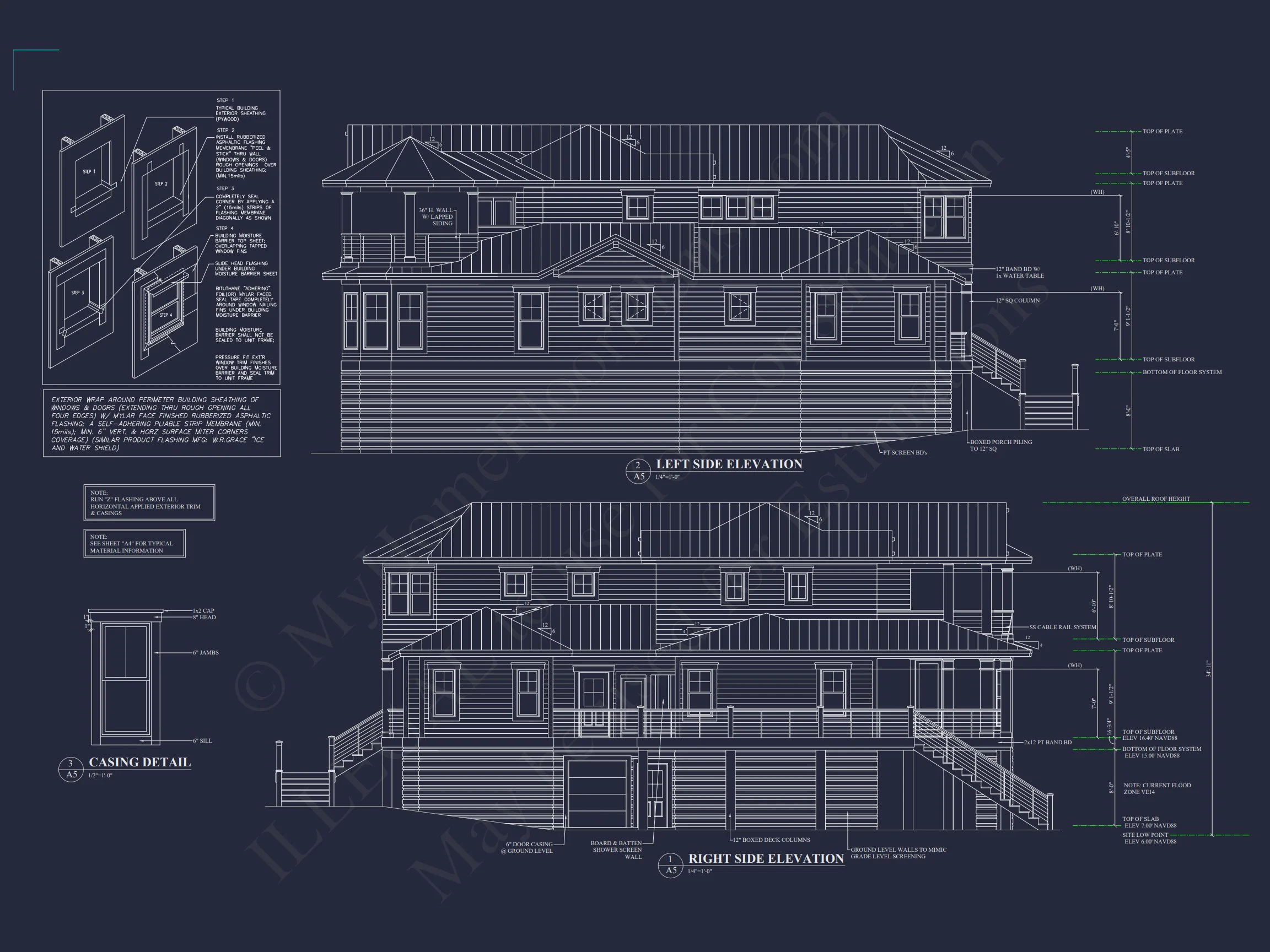 Spacious Coastal house Plan with Detailed Floor Plans & CAD Designs
