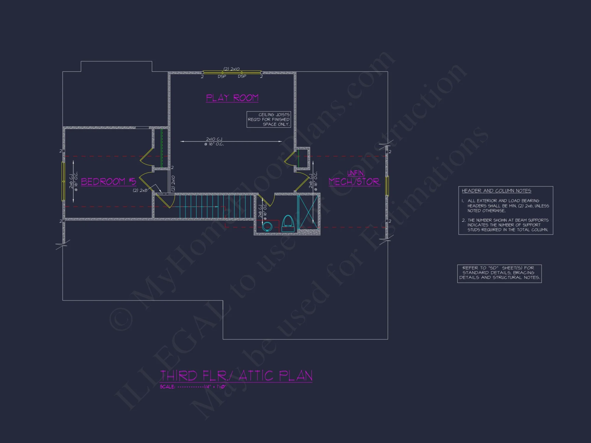Craftsman house Plan with 3 Floors, 5 Beds, and CAD Designs