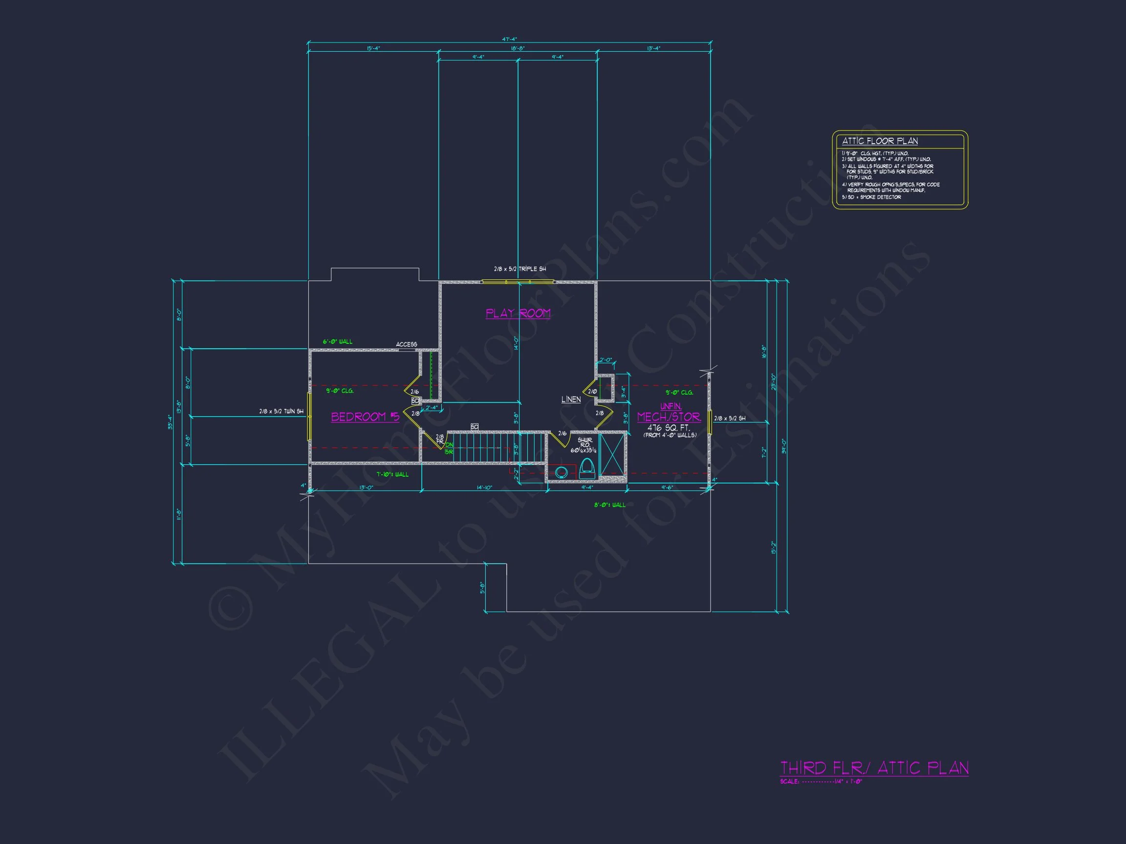 Craftsman house Plan with 3 Floors, 5 Beds, and CAD Designs