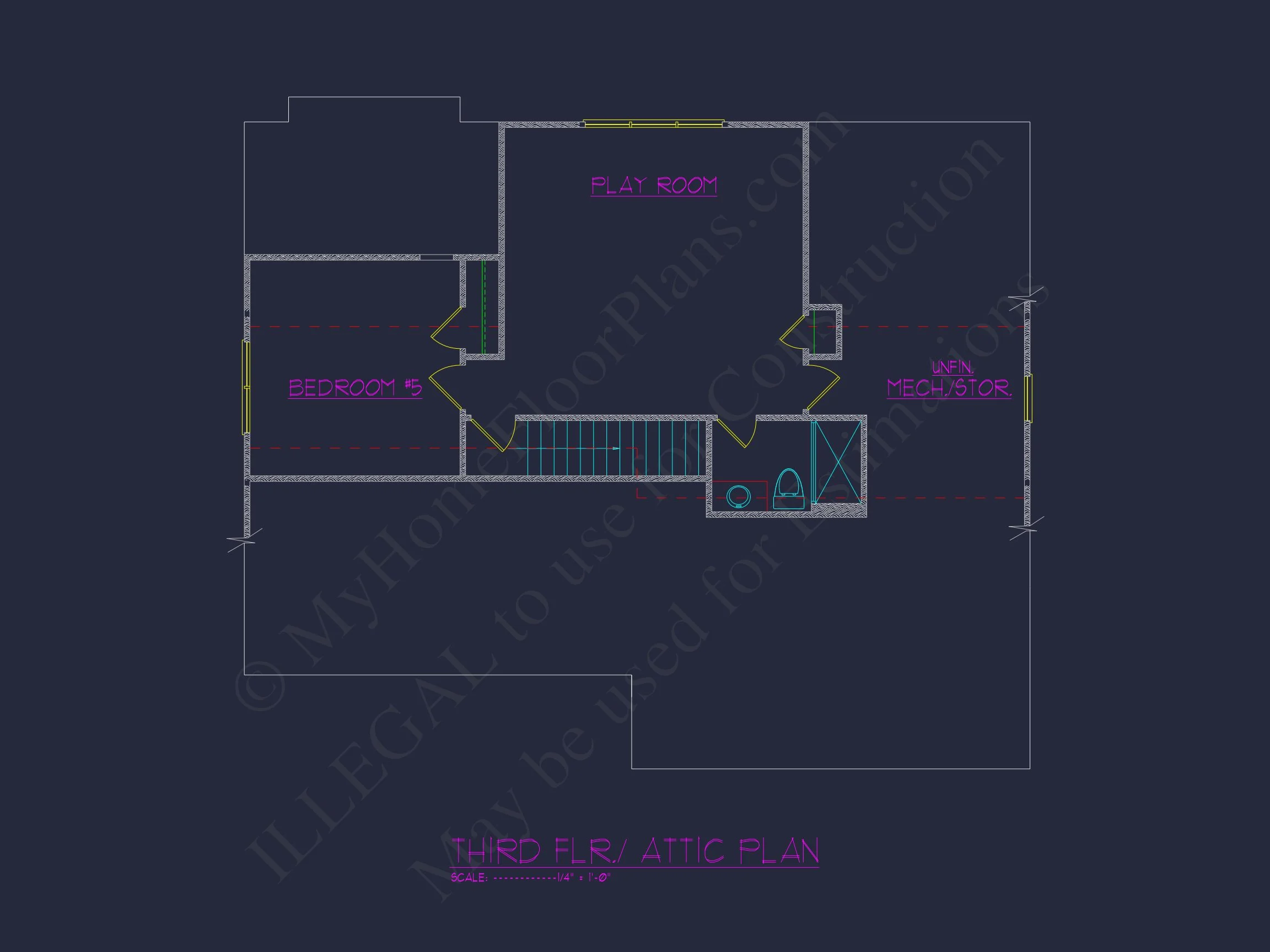 Craftsman house Plan with 3 Floors, 5 Beds, and CAD Designs