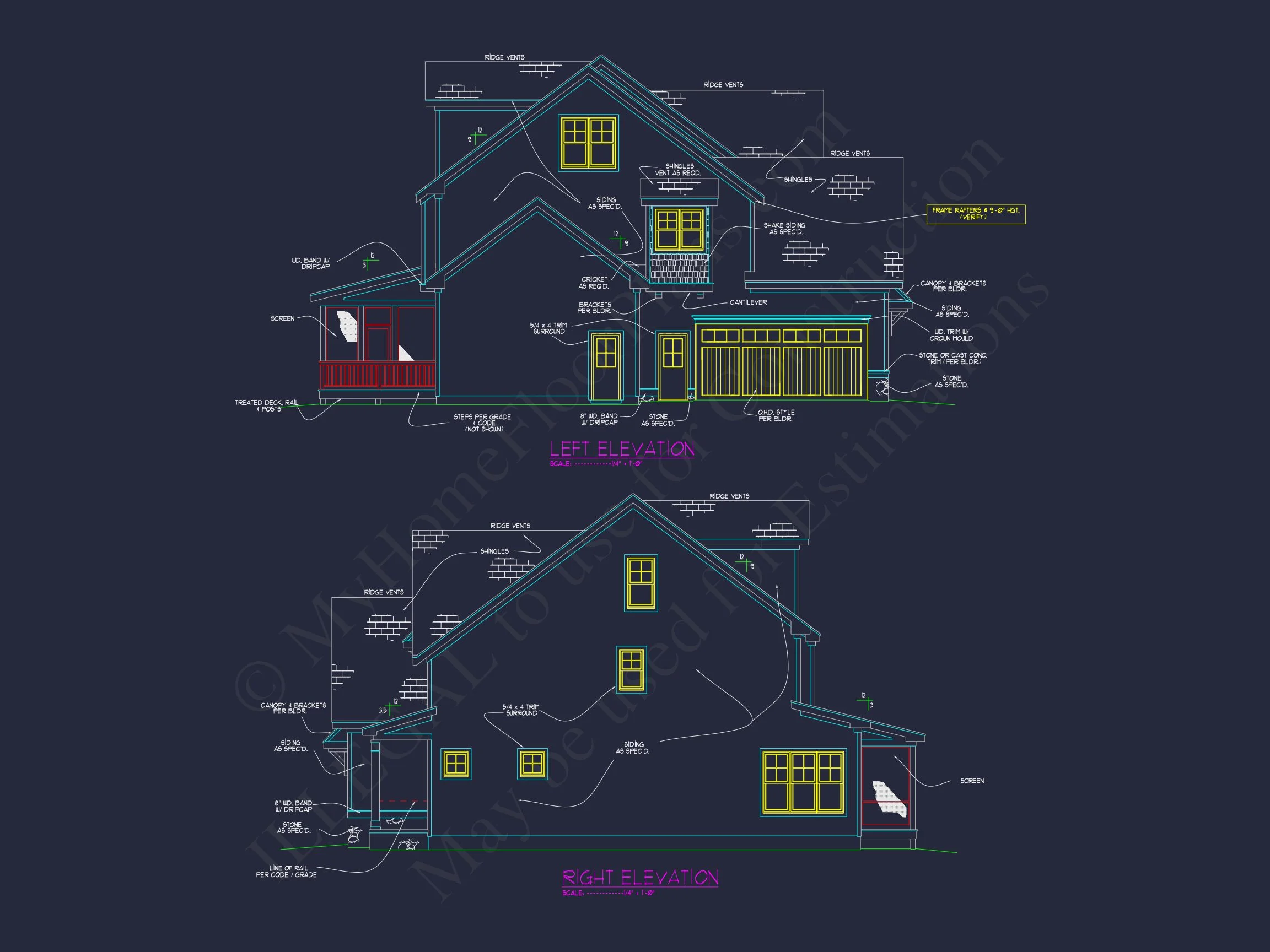 Craftsman house Plan with 3 Floors, 5 Beds, and CAD Designs
