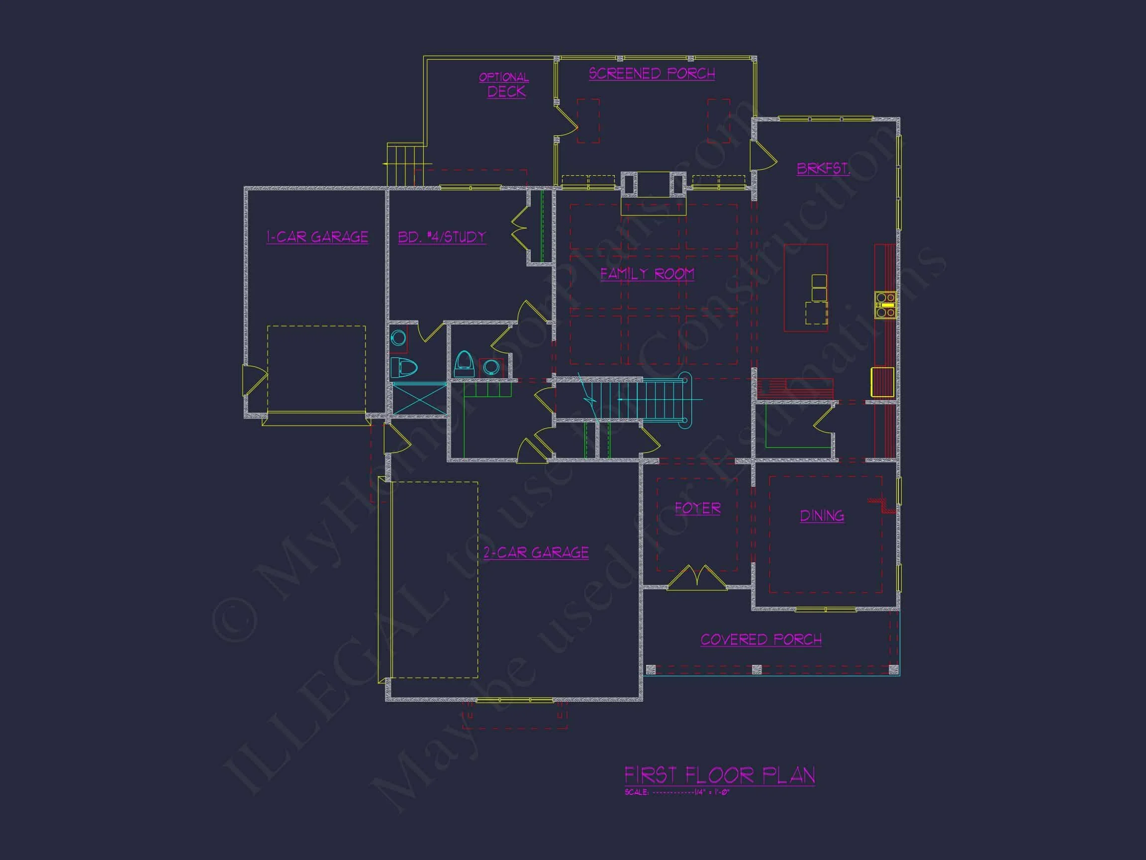 Craftsman house Plan with 3 Floors, 5 Beds, and CAD Designs