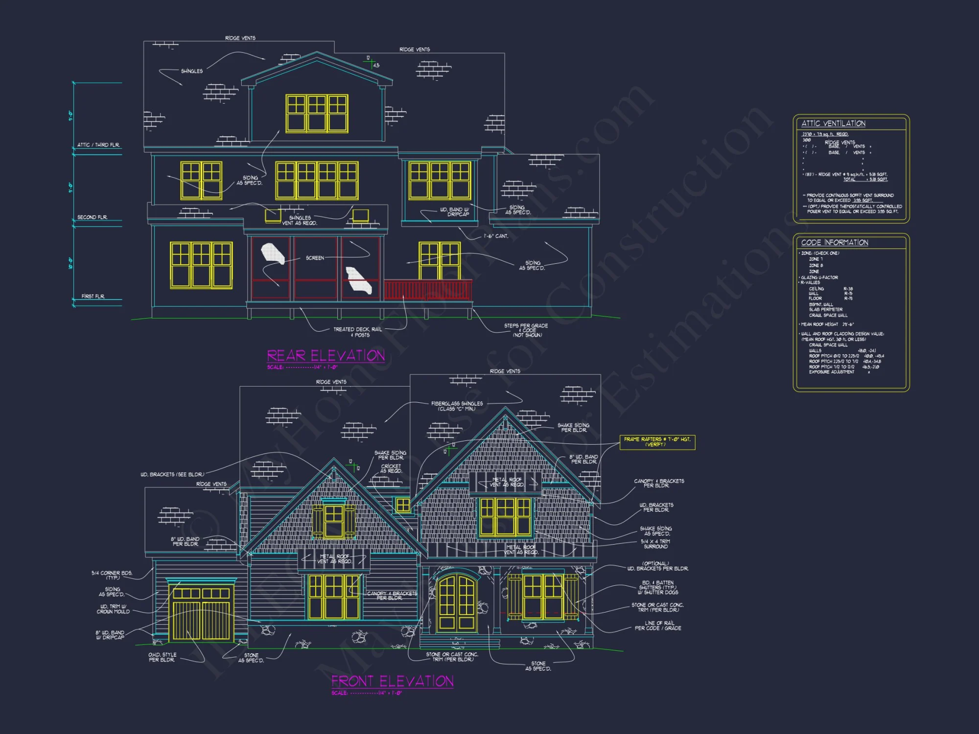Craftsman house Plan with 3 Floors, 5 Beds, and CAD Designs