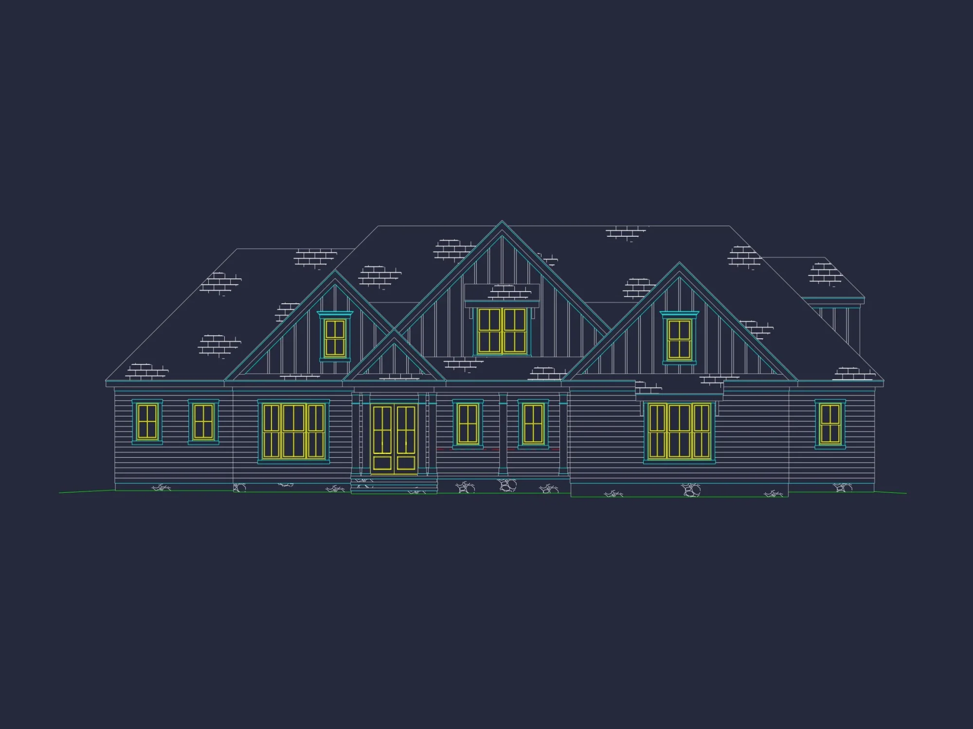 Elegant house Plan with Spacious Floor Design and CAD Blueprint
