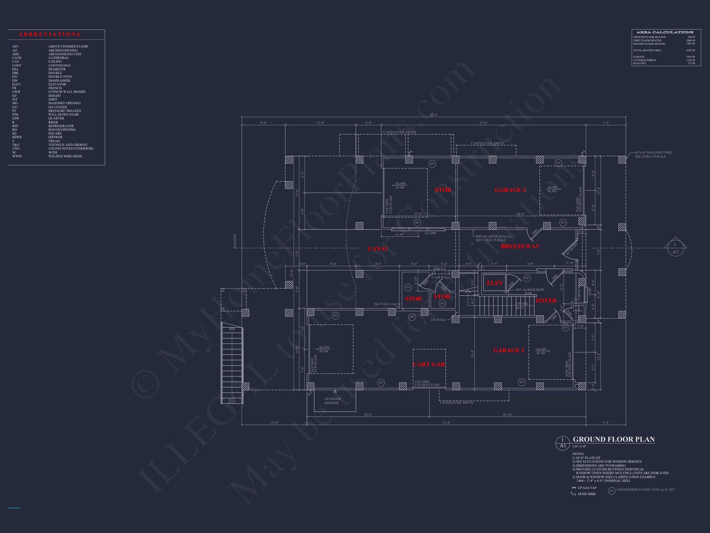 Modern Coastal house Plan: 3 Floors, 4 Beds, 5+ Baths