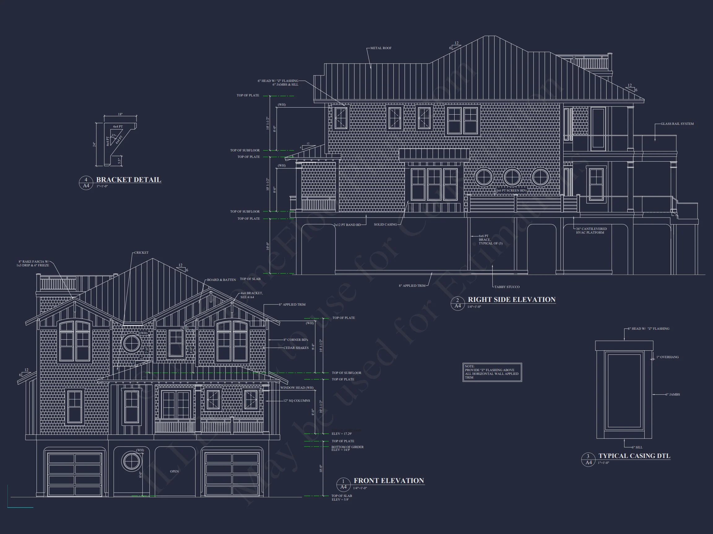 Modern Coastal house Plan: 3 Floors, 4 Beds, 5+ Baths
