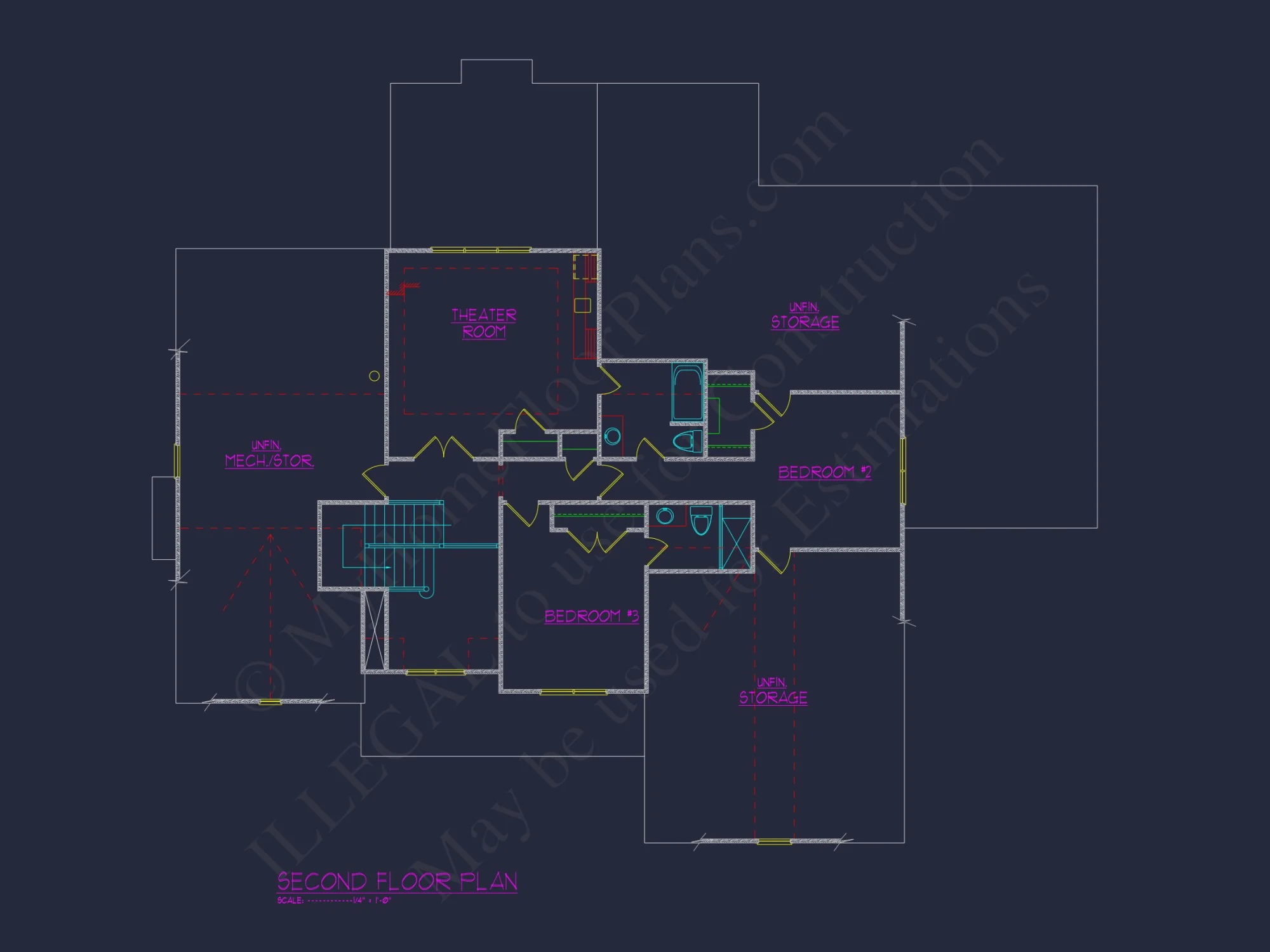 Elegant house Floor Plan with 4 Beds, 5 Baths, & CAD Designs
