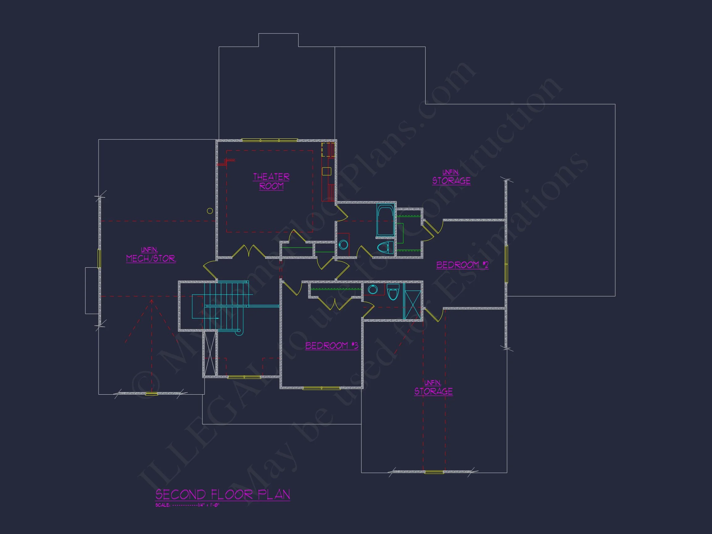 Elegant house Floor Plan with 4 Beds, 5 Baths, & CAD Designs