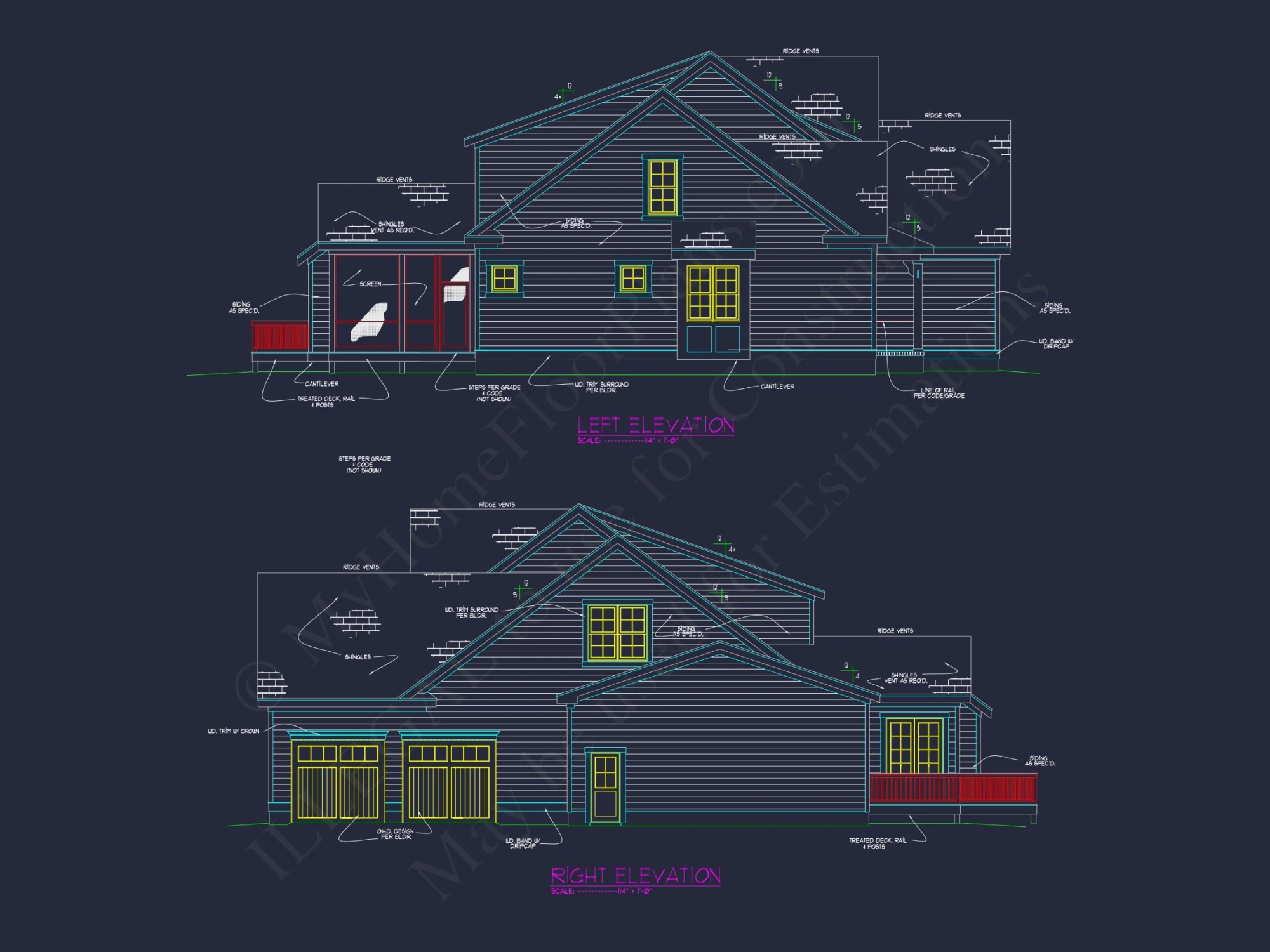 Elegant house Floor Plan with 4 Beds, 5 Baths, & CAD Designs