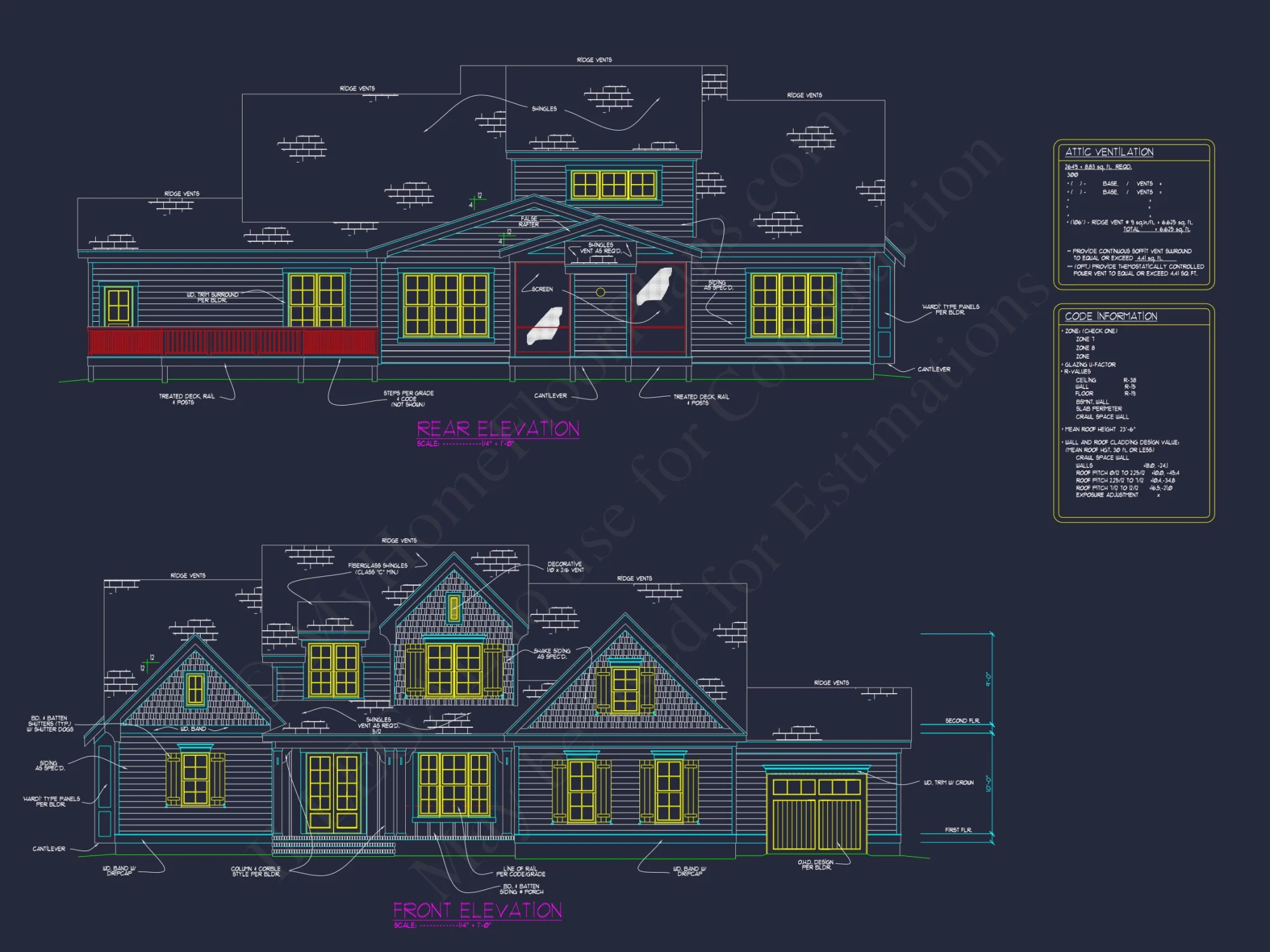 Elegant house Floor Plan with 4 Beds, 5 Baths, & CAD Designs