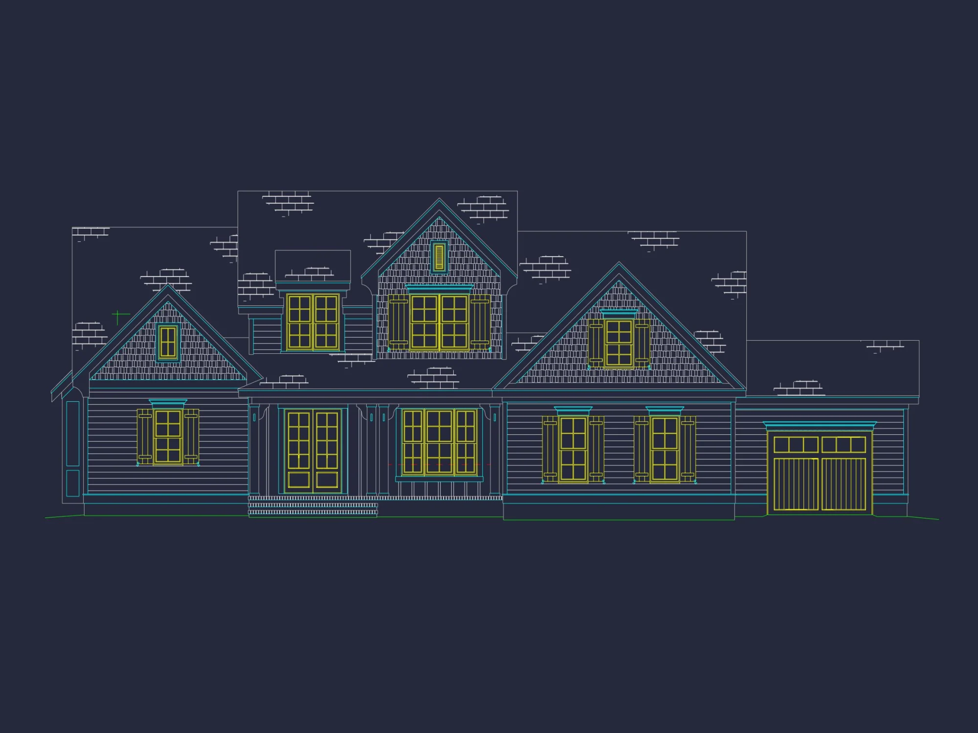 Elegant house Floor Plan with 4 Beds, 5 Baths, & CAD Designs