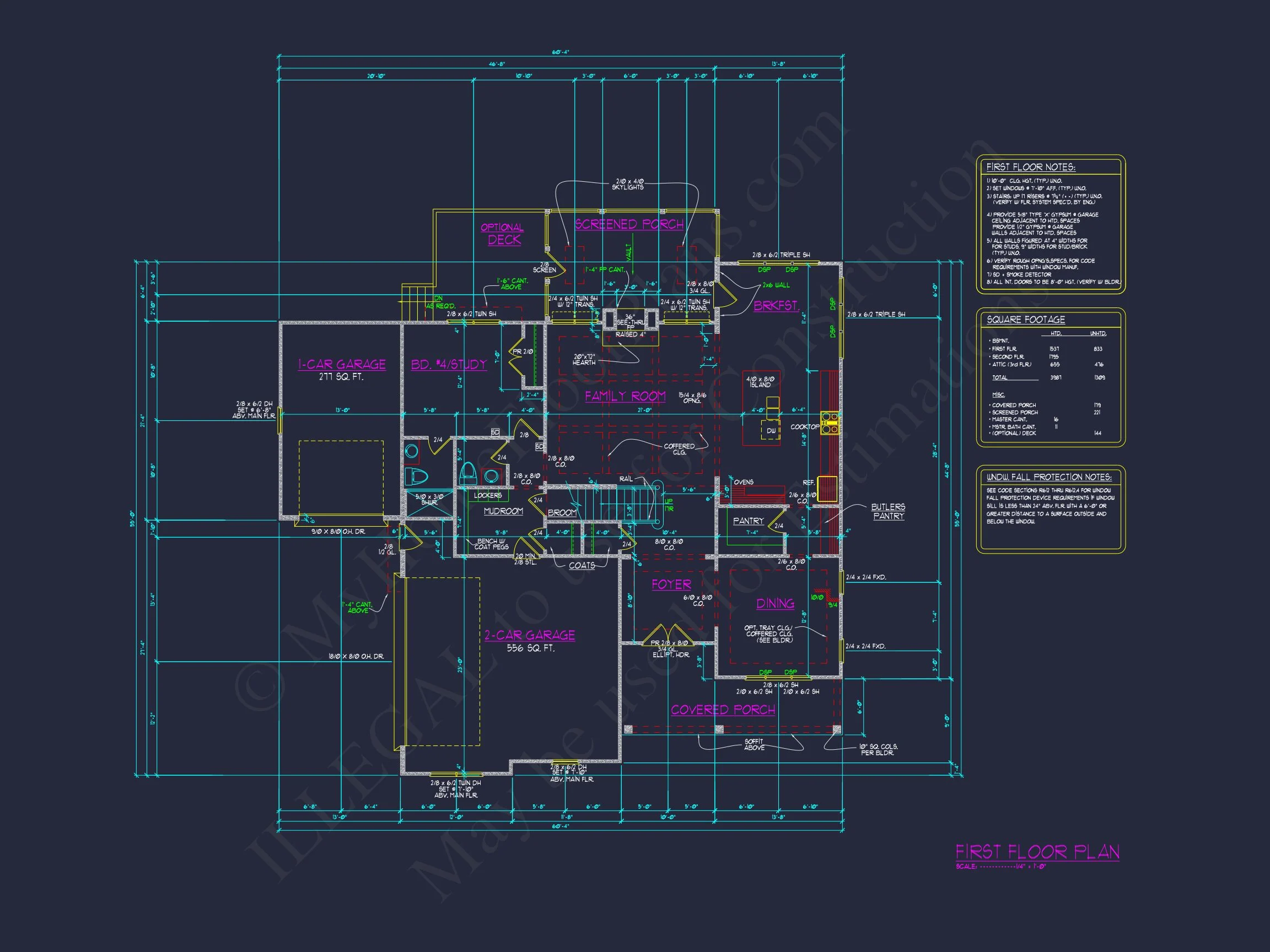 Custom house Floor Plan Blueprint with 3 Floors and 5 Bedrooms