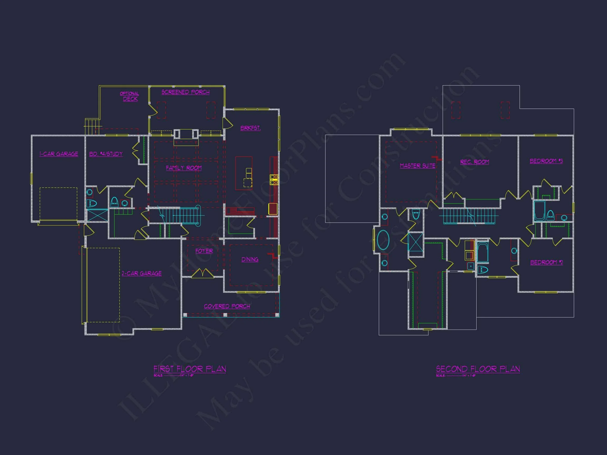 Custom house Floor Plan Blueprint with 3 Floors and 5 Bedrooms