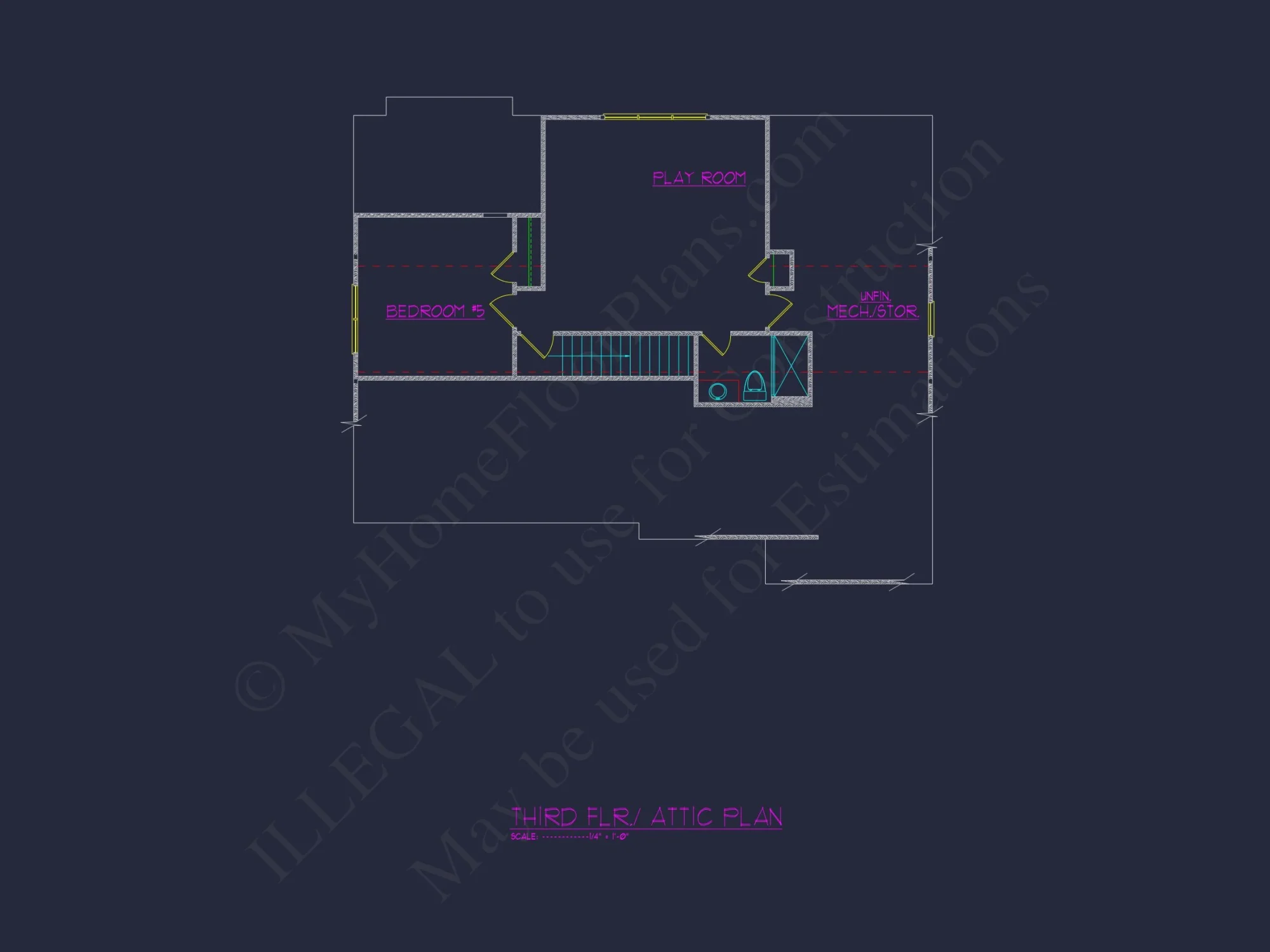Custom house Floor Plan Blueprint with 3 Floors and 5 Bedrooms