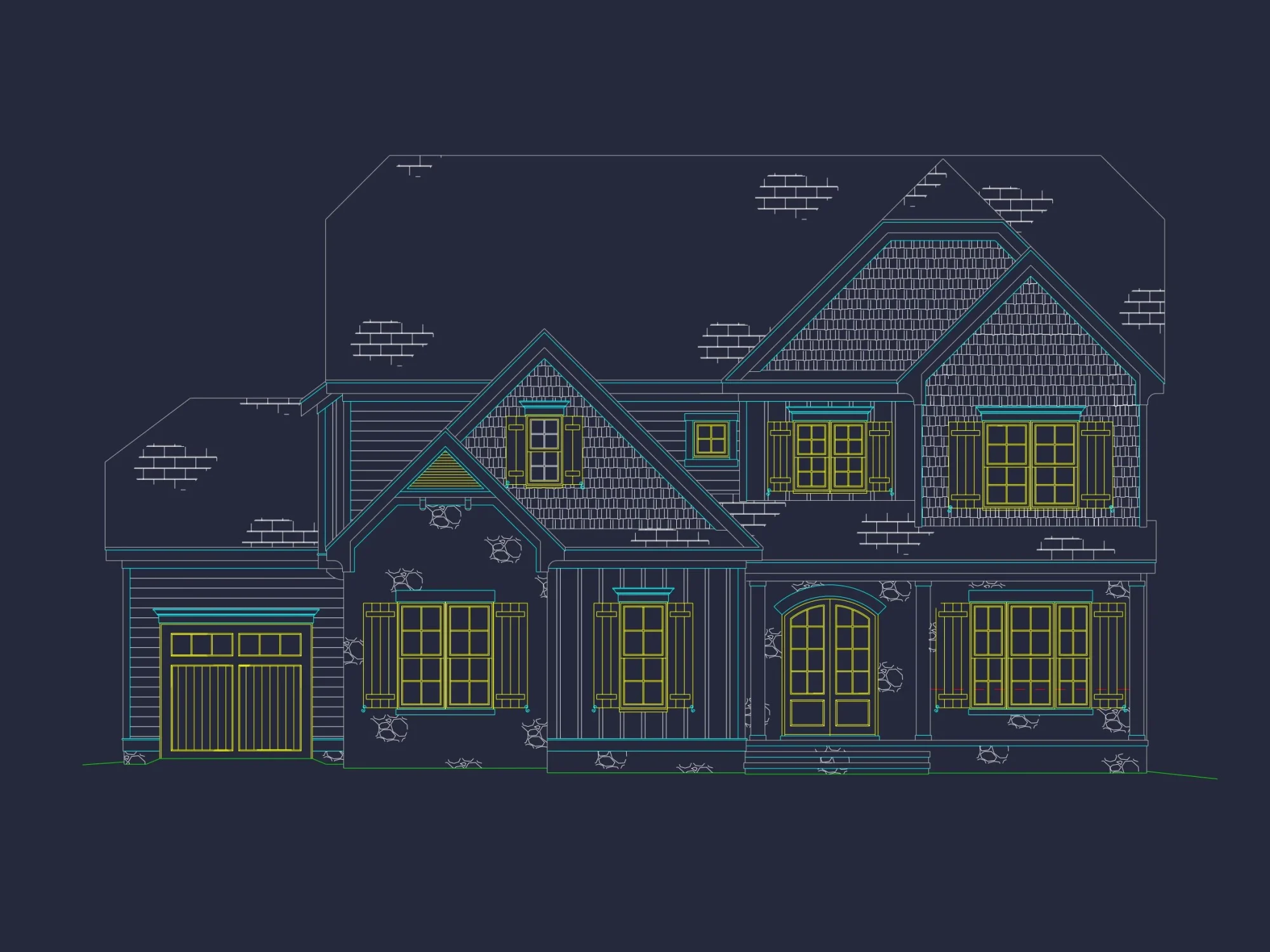 Custom house Floor Plan Blueprint with 3 Floors and 5 Bedrooms
