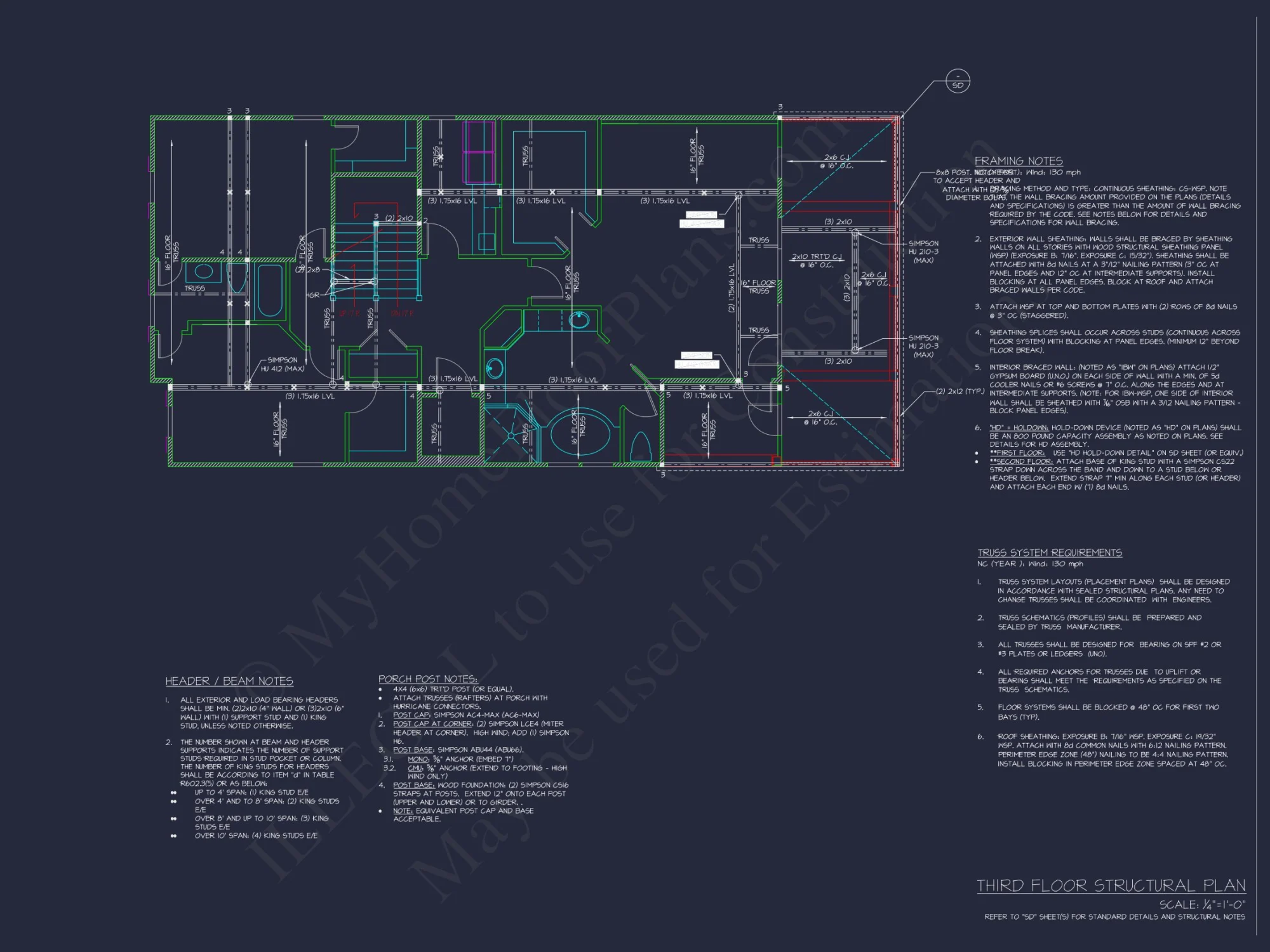 Modern Beach house Plan with 4-Story CAD Designs & Features